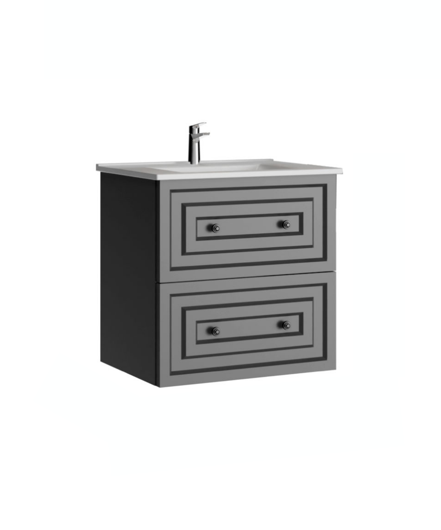 Kayra Lavabo Dolabı Çekmeceli 60cm Mat Gri