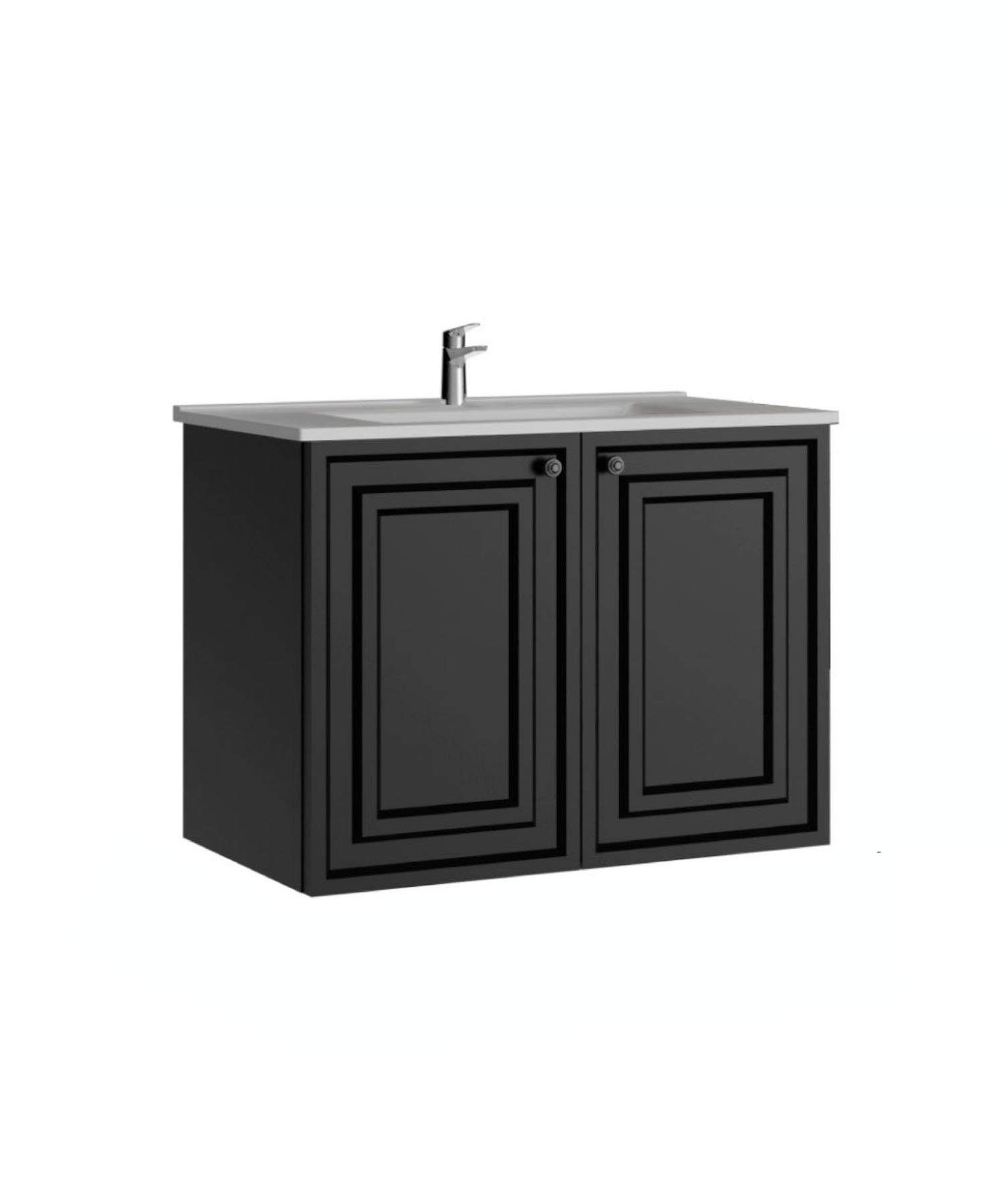 Kayra Waschbeckenunterschrank mit Blende 80cm Matt Anthrazit
