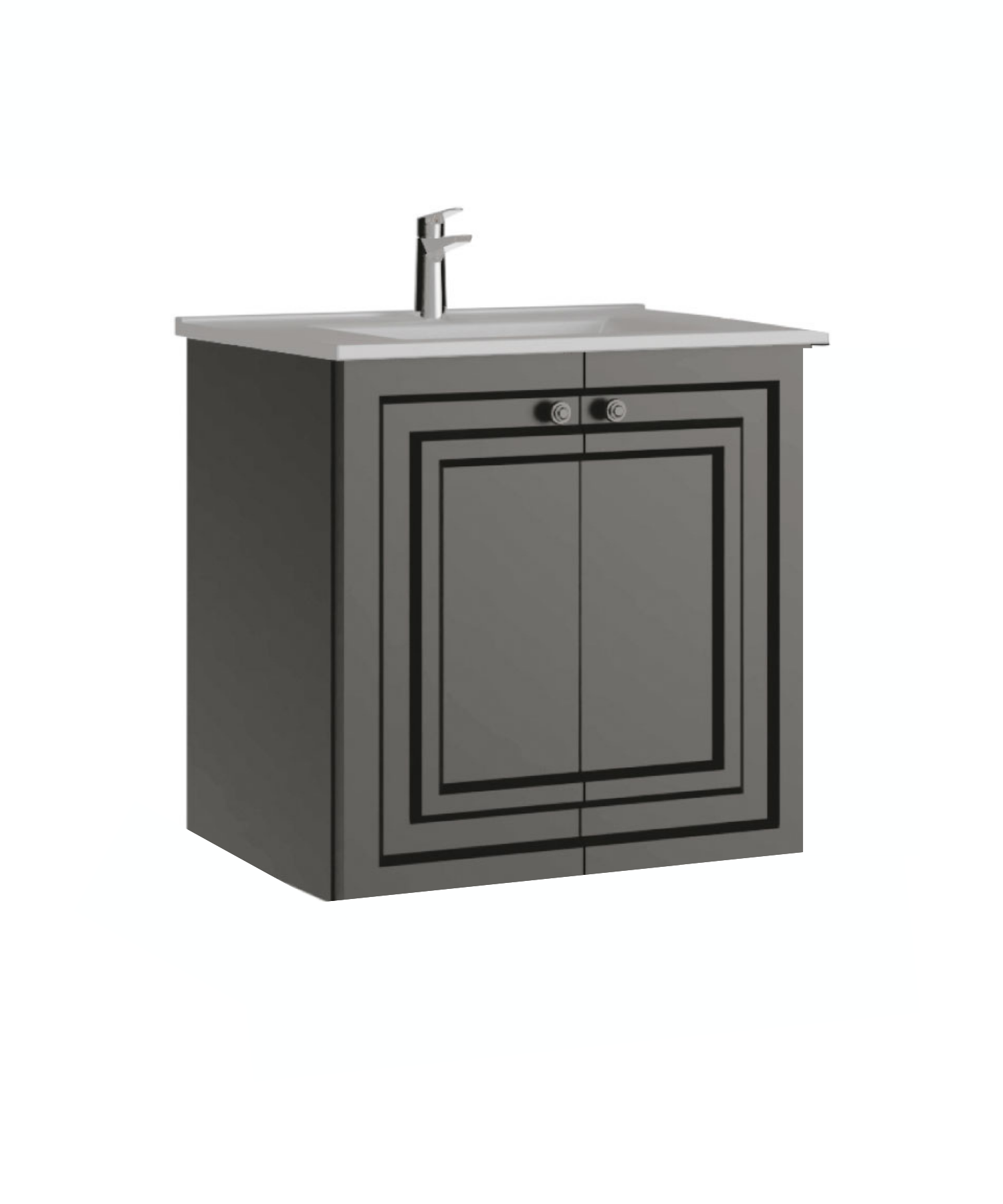 Creavit, Kayra Lavabo Dolabı Kapaklı 60cm, Mat Gri