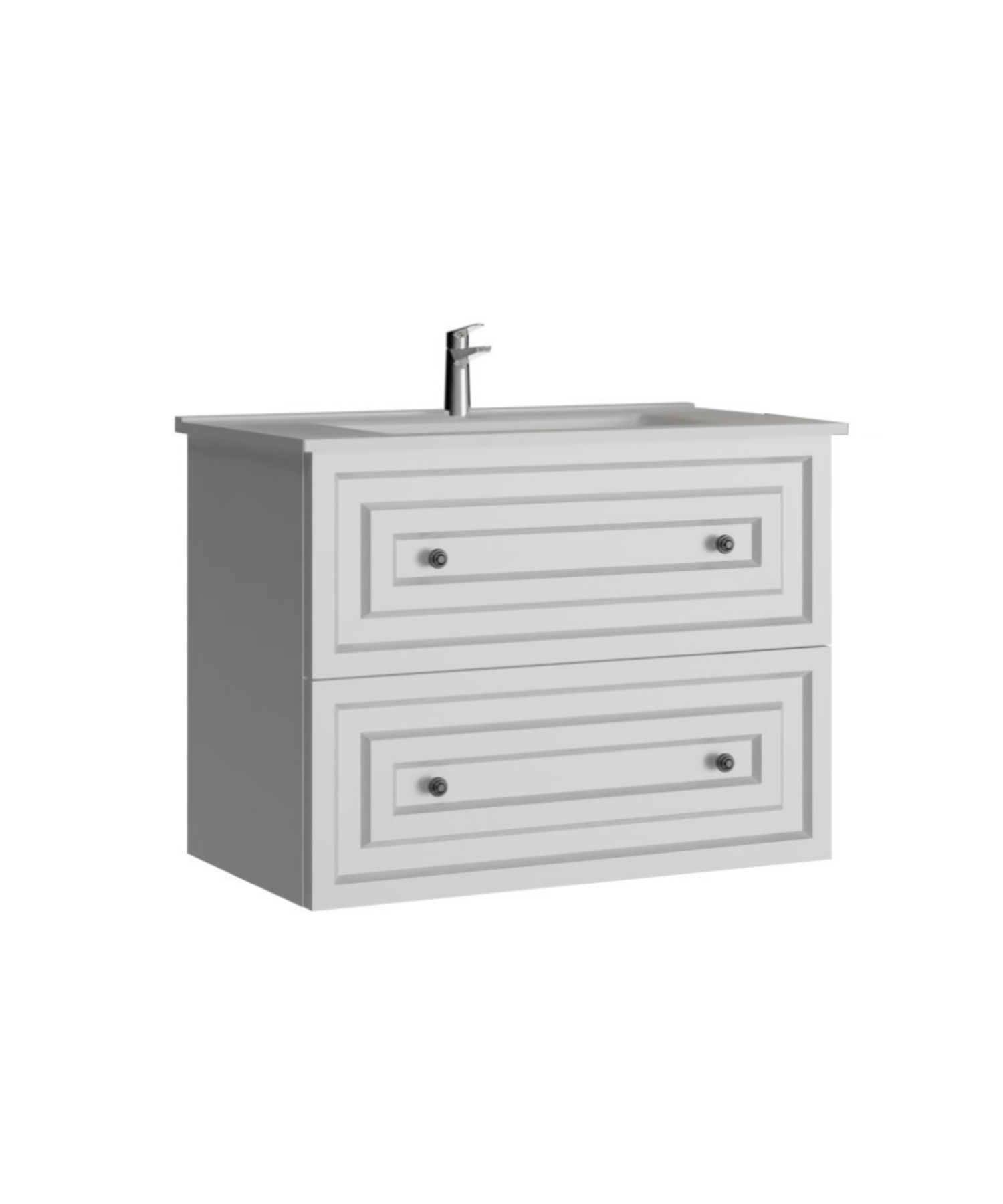 Kayra Lavabo Dolabı Çekmeceli 80cm Mat Beyaz