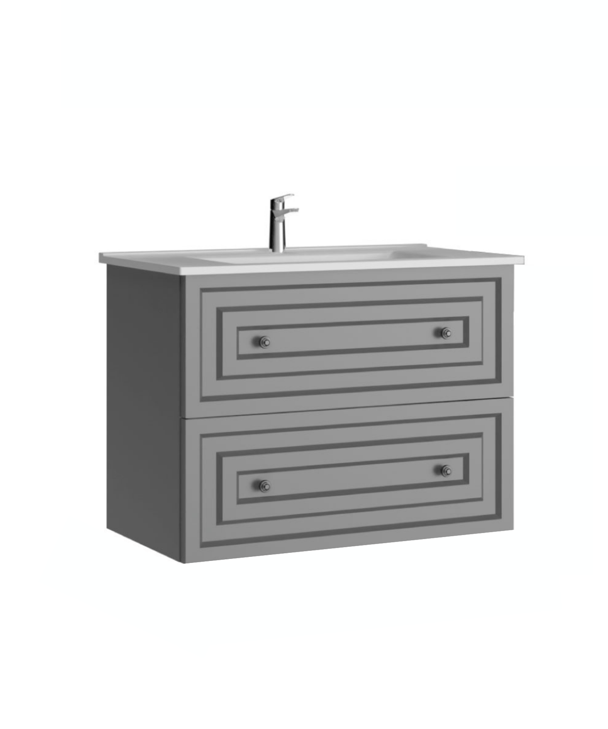 Creavit, Kayra Lavabo Dolabı Çekmeceli 80cm, Mat Gri