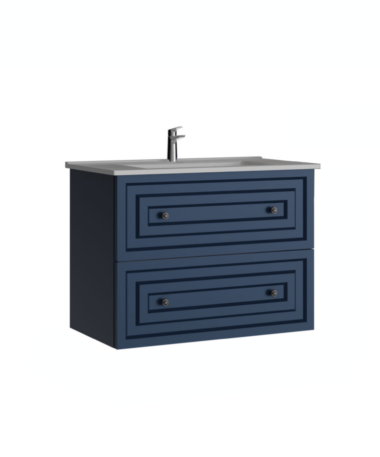 Kayra Matte Sapphire Blue Drawer Sink Cabinet 80 cm