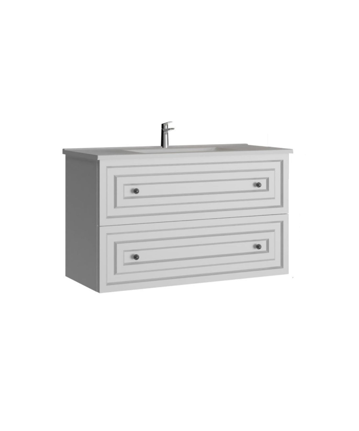 Kayra Mat Beyaz Lavabo Dolabı Çekmeceli 100cm