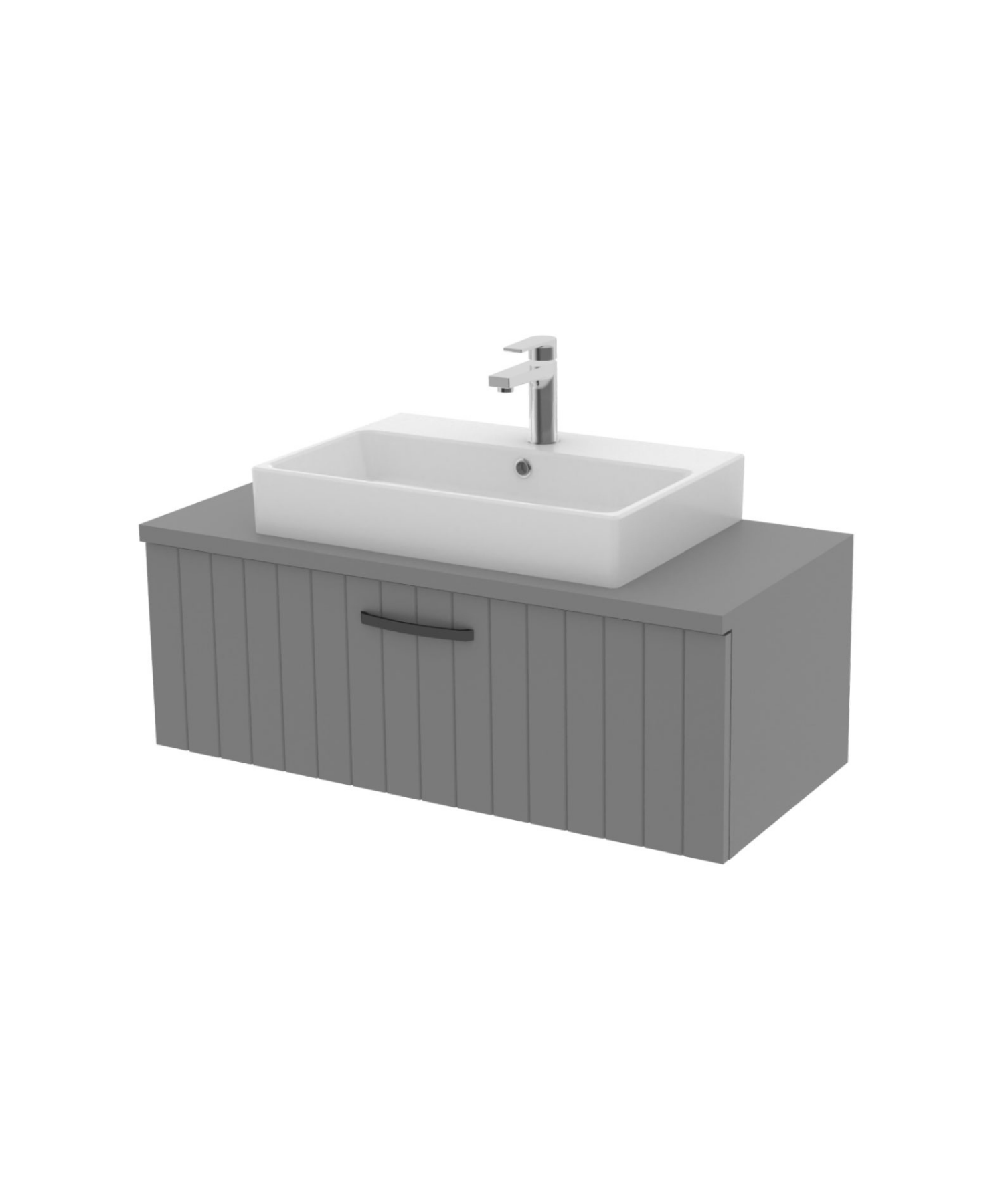D10 Next Waschbeckenunterschrank mit Schubladen 100 cm Grau Lackblende