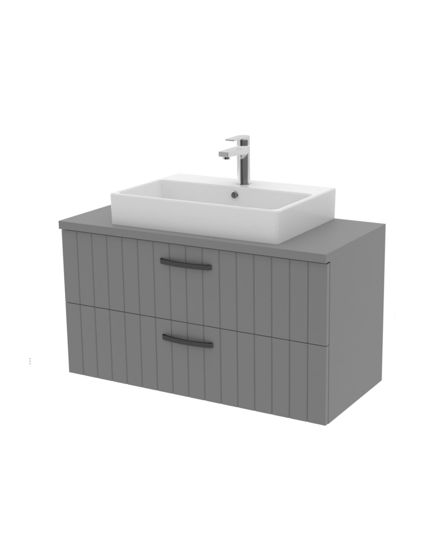 D10 Next Lavabo Dolabı İki Çekmeceli 100 cm Gri Gövde Lake Kapak