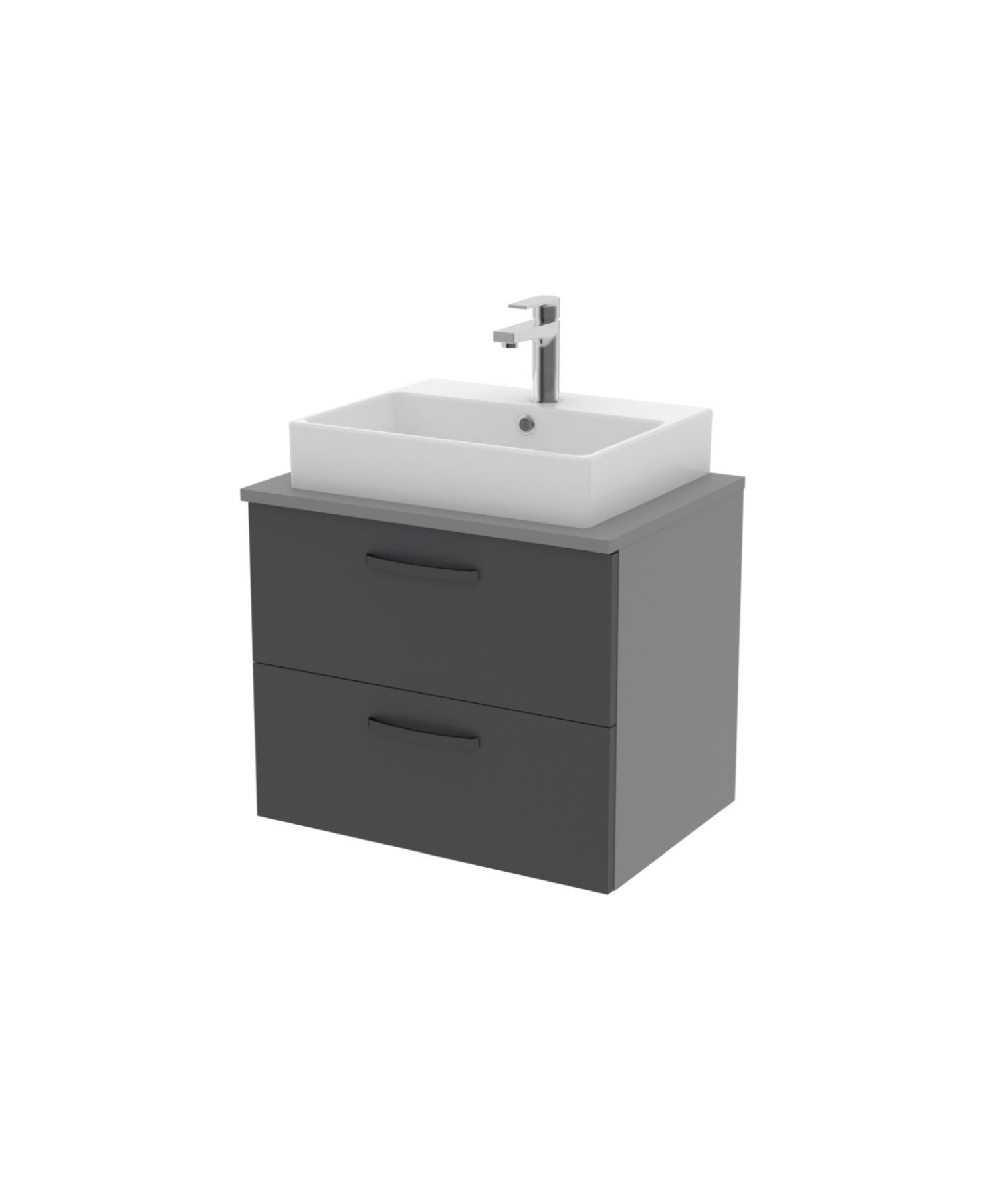 D10 Next Waschtischunterschrank zwei Schubladen 65 cm Korpus grau Blende anthrazit