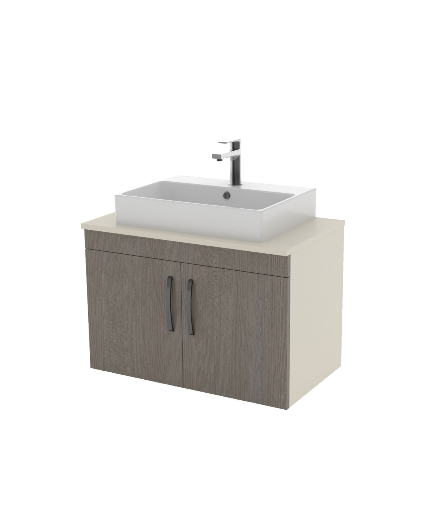 D10 Next Lavabo Dolabı Kapaklı 80 cm Dafne Gövde Antrasit Meşe Kapak