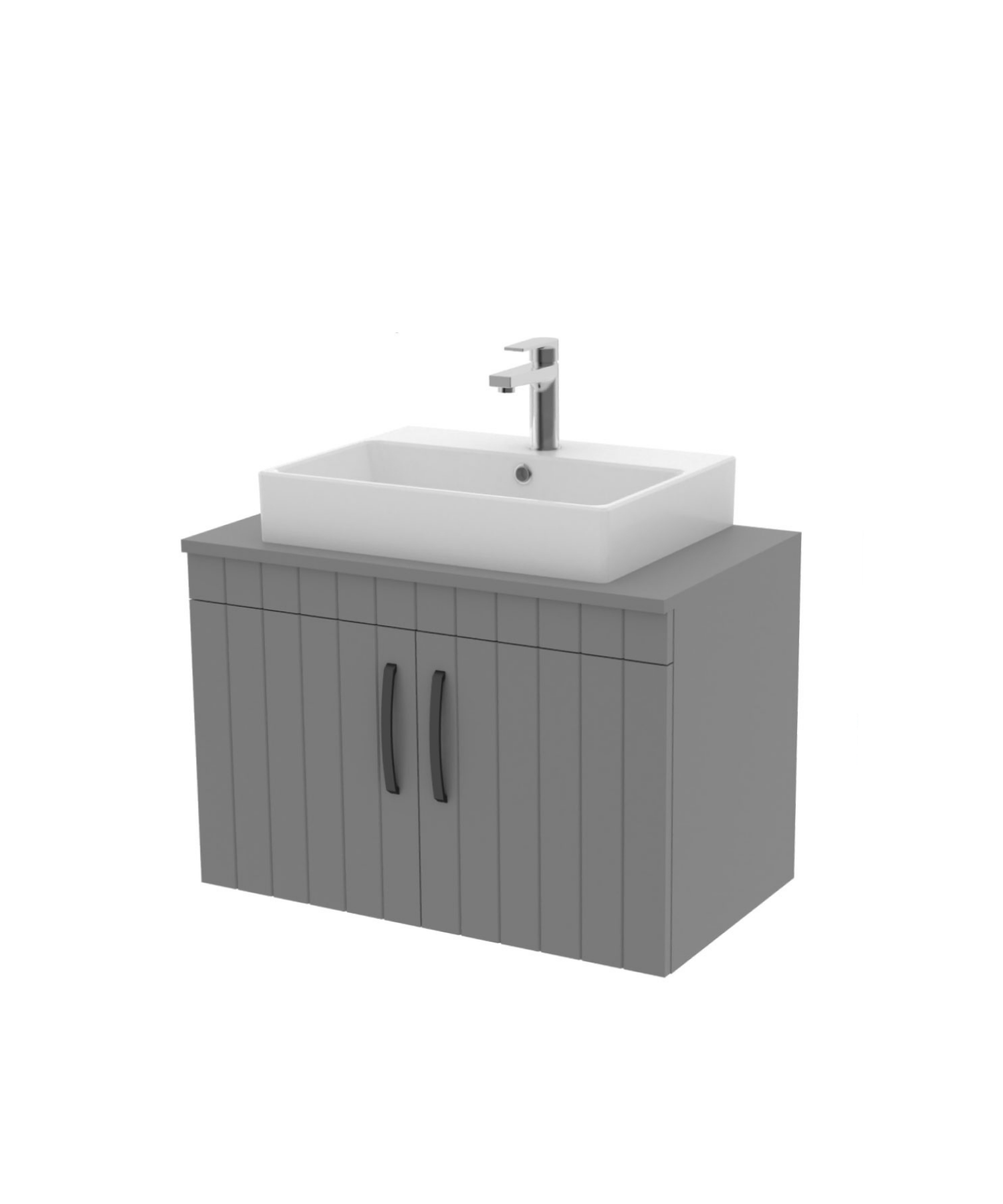 D10 Next Lavabo Dolabı Kapaklı 80 cm Gri Gövde Lake Kapak