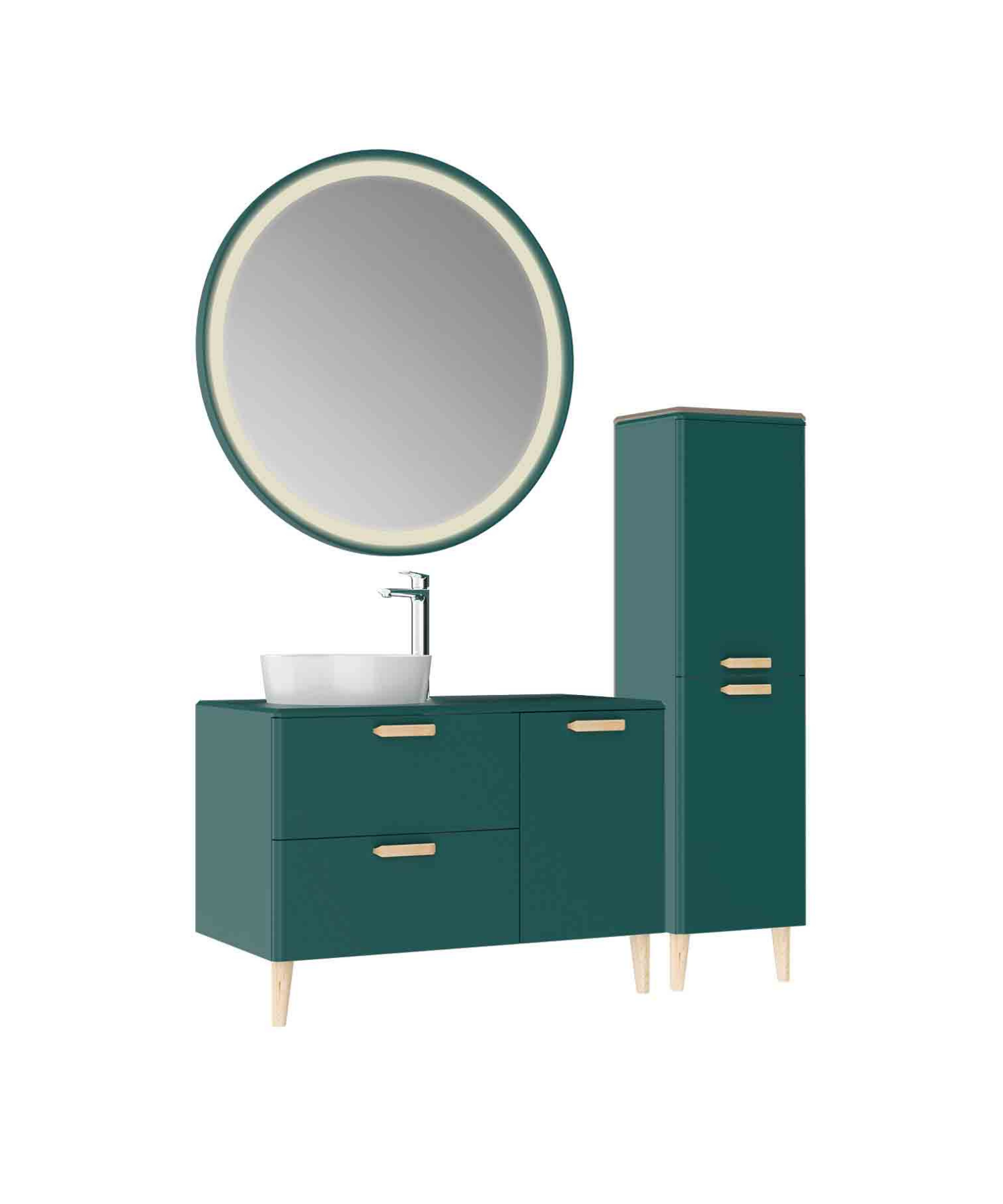 Patara Lavabo Dolabı 100cm Mat Yeşil