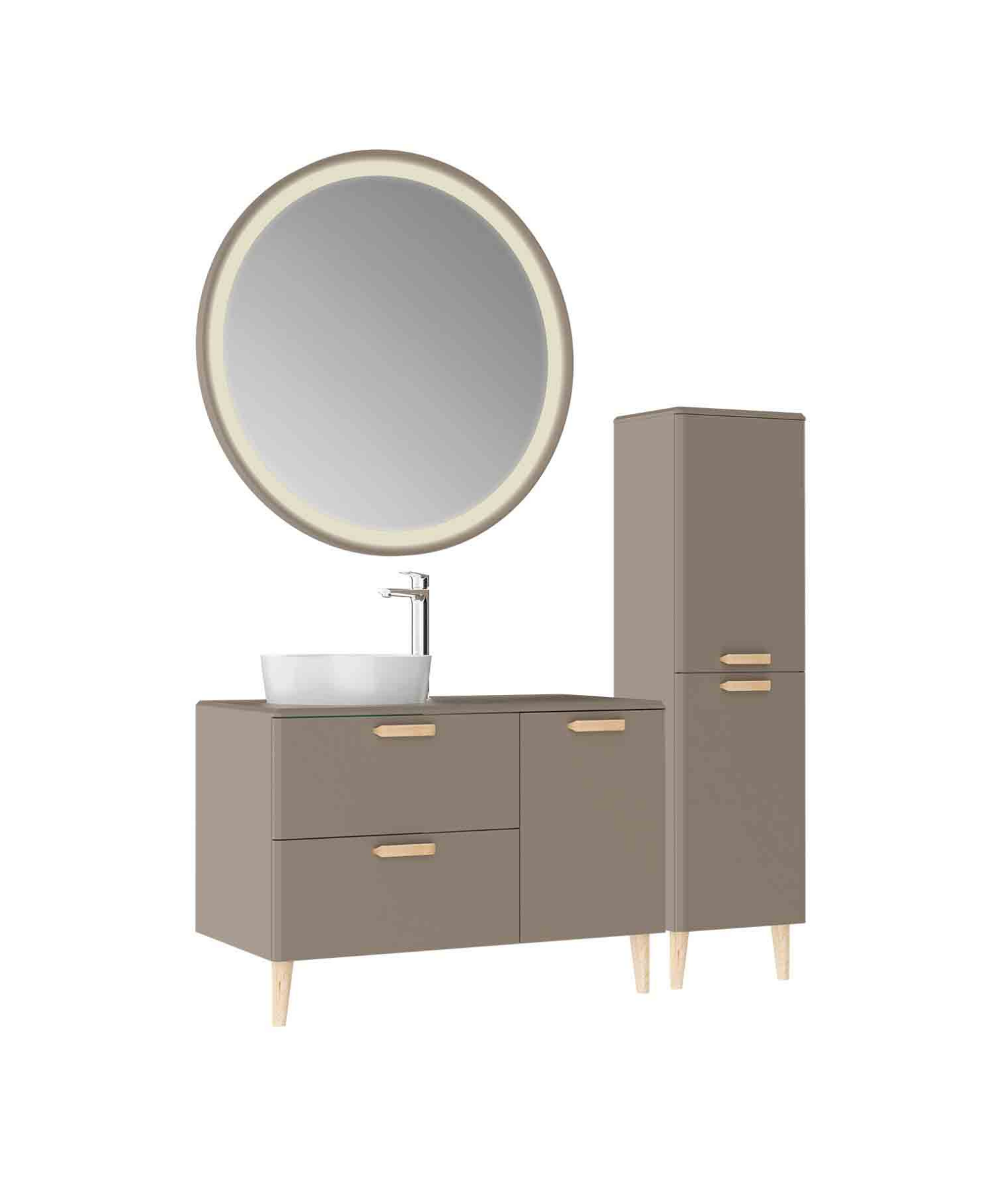 Patara Lavabo Dolabı 100cm Mat Cappuccino