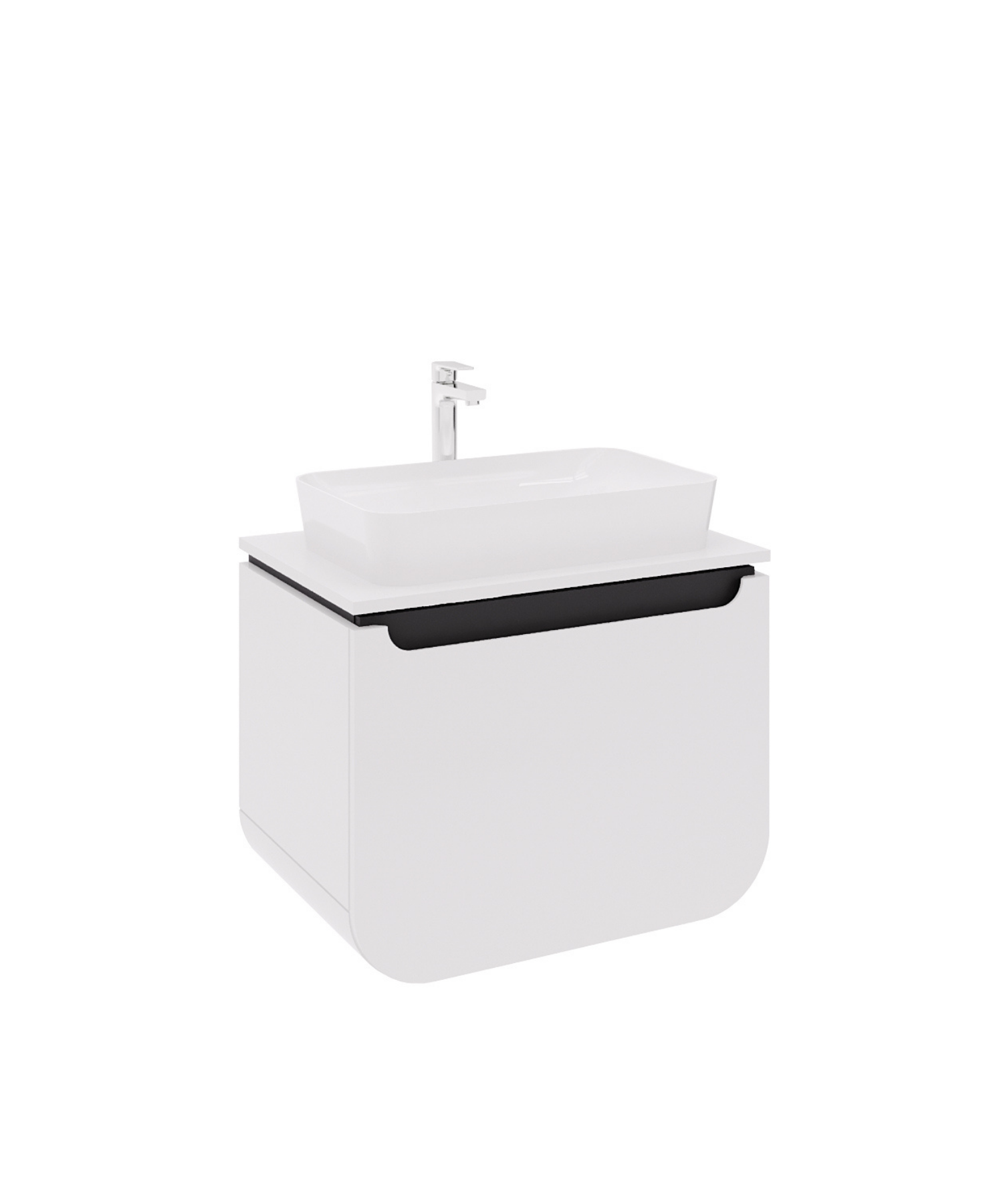 Creavit, Pion Plus Lavabo Dolabı 70 cm, Mat Beyaz - Antrasit
