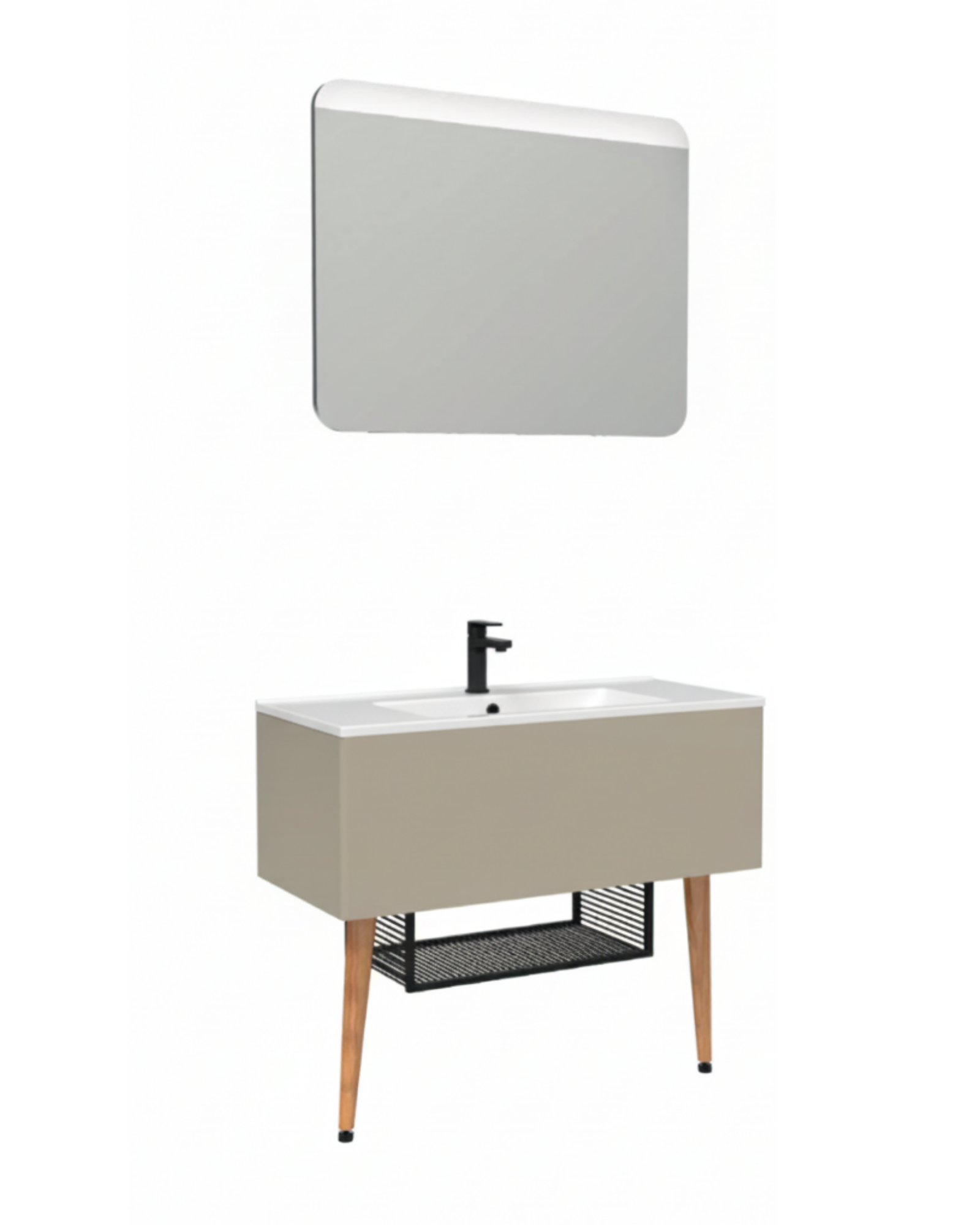 Zeon 100 Cm Lavabo Dolabı Plazzo ve Led Ayna