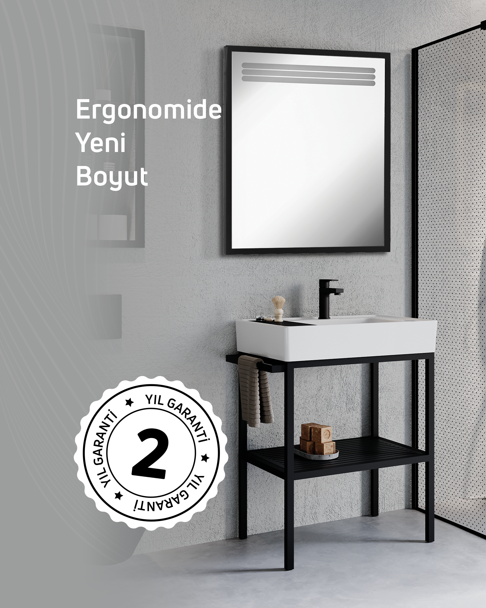 Arya Sink Cabinet 70 cm Black