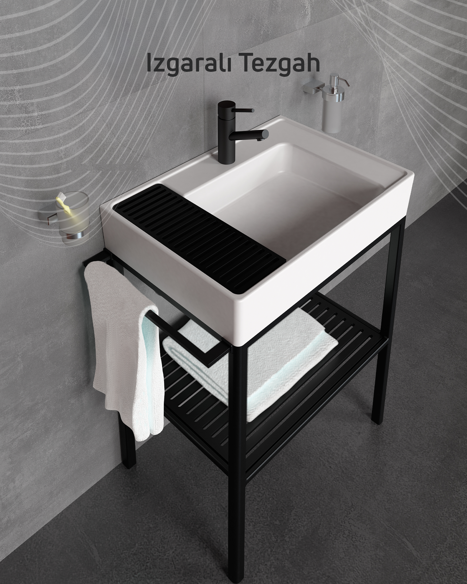 Arya Sink Cabinet 70 cm Black