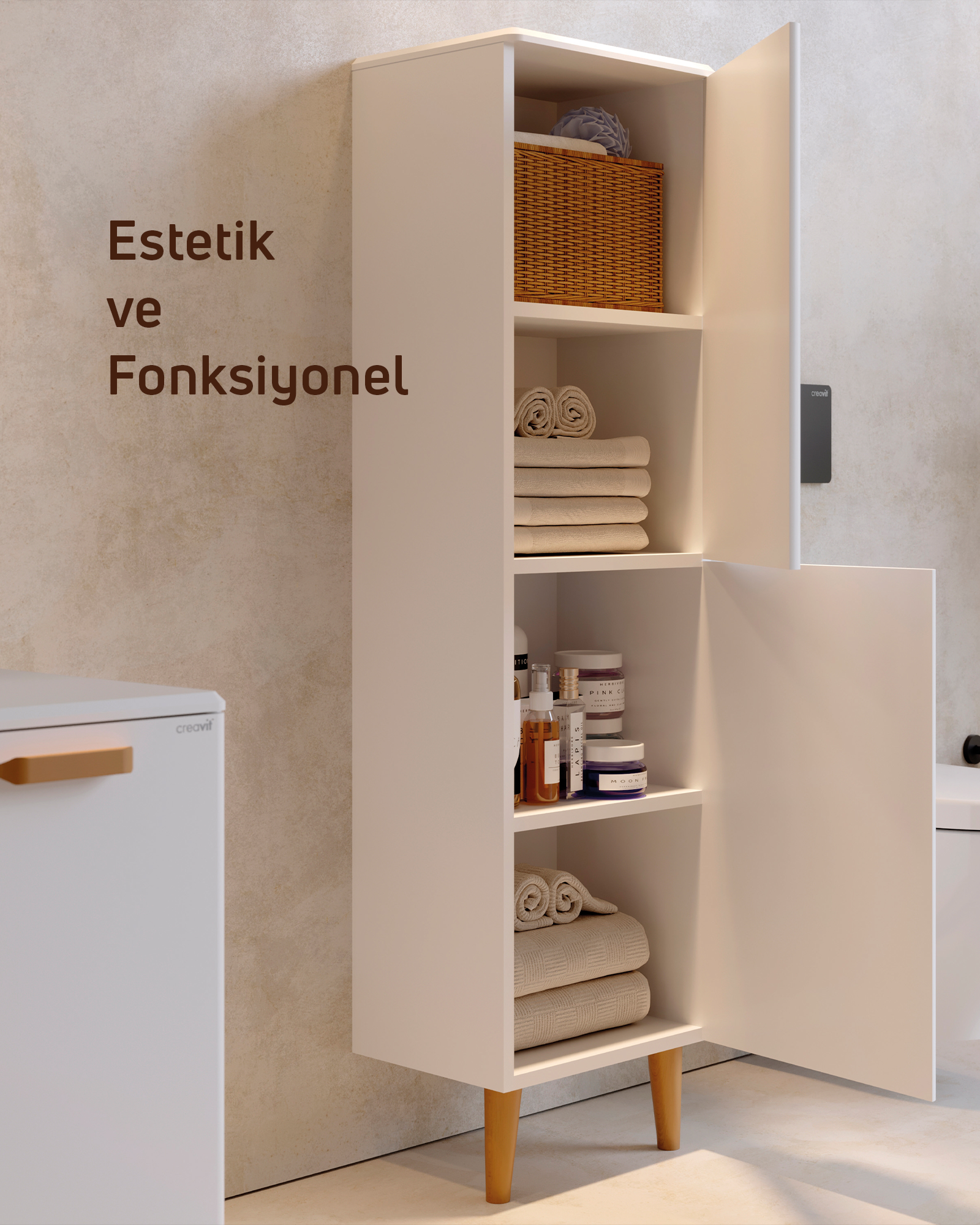 Patara Tall Cabinet 147cm Matte Cappuccino