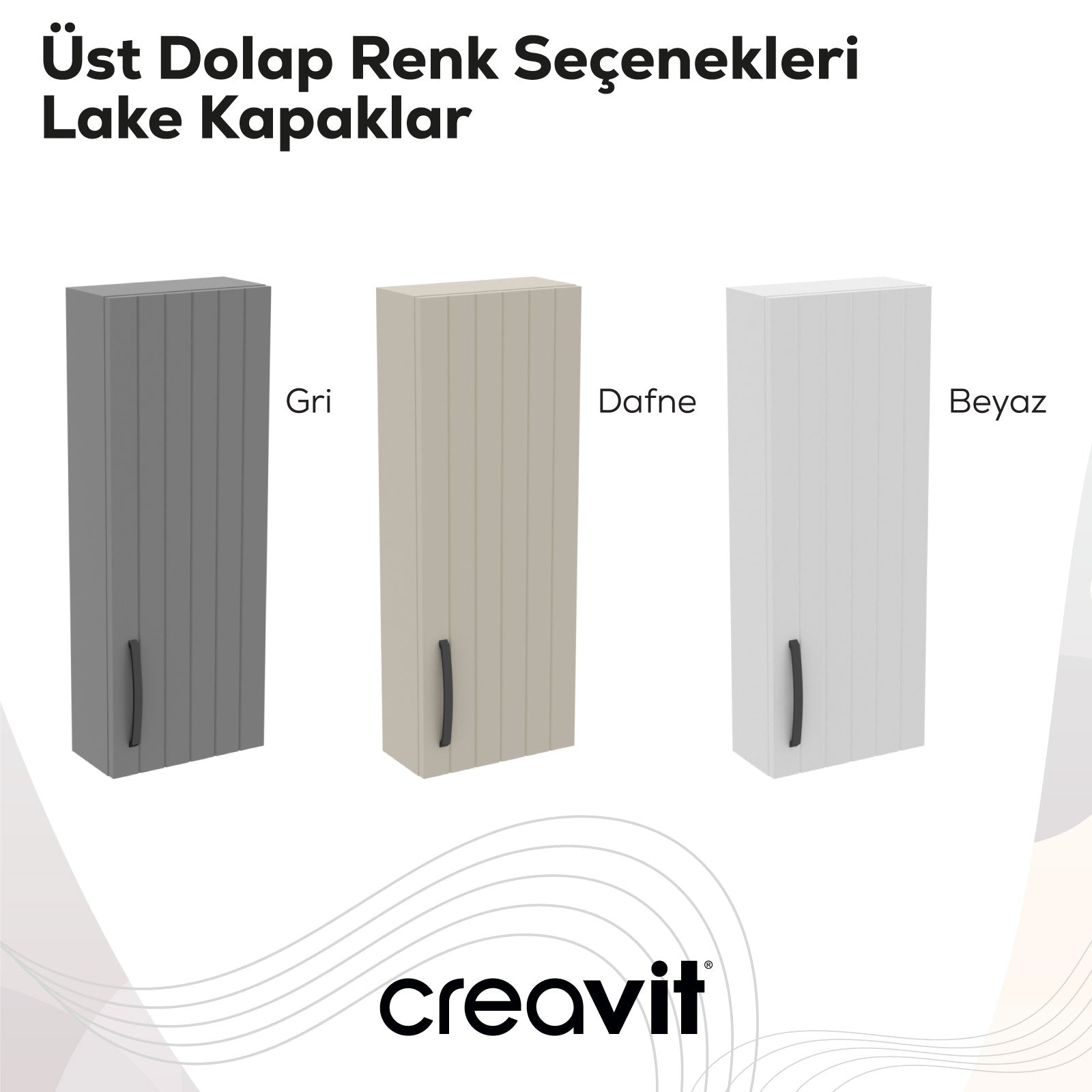 D10 30 cm Sol Üst Dolap Gri Melamin Gövde Lake Kapak