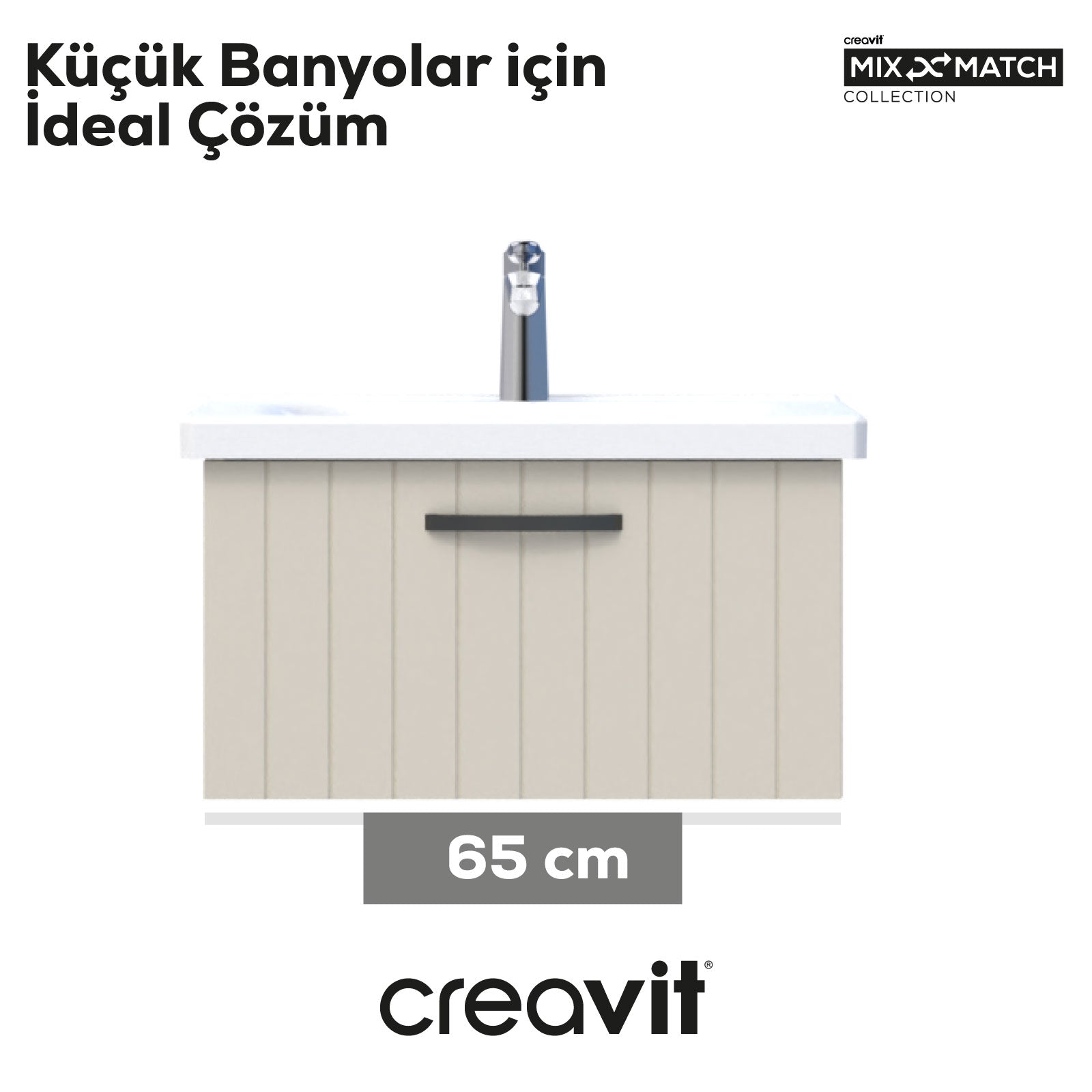 D10 Eksen Lavabo Dolabı Çekmeceli 65 cm Dafne Lake