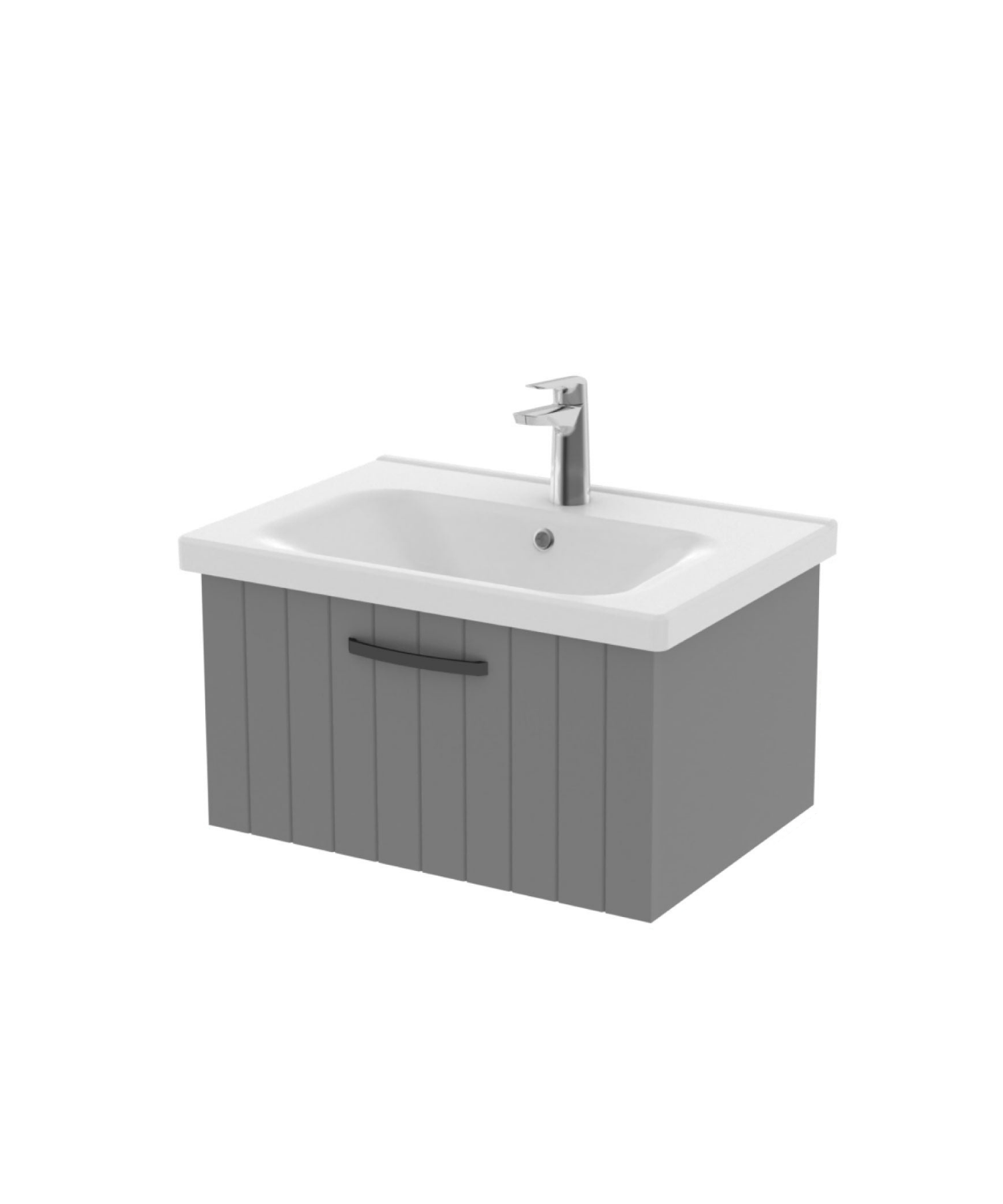 D10 Axis Waschbeckenunterschrank mit Schublade 65 cm, aschgrau lackierte Blende