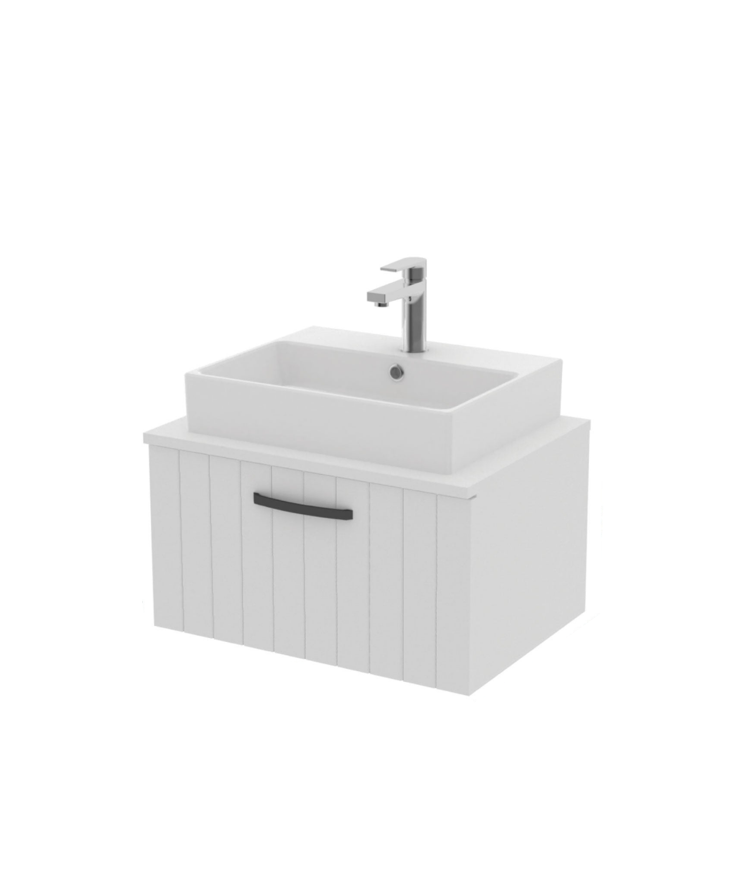 D10 Next Lavabo Dolabı Çekmeceli 65 cm Beyaz Lake Kapak