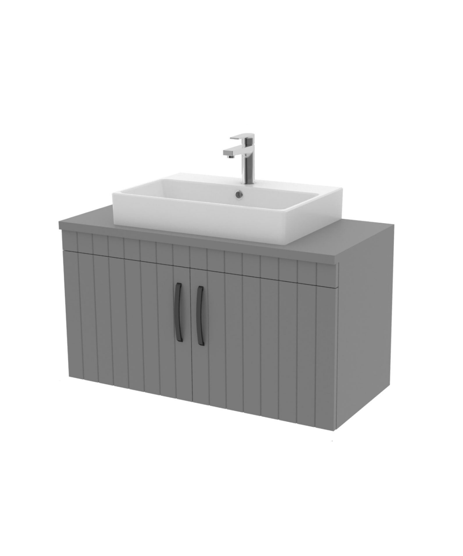 D10 Next Lavabo Dolabı Kapaklı 100 cm Gri Melamin Gövde Lake Kapak