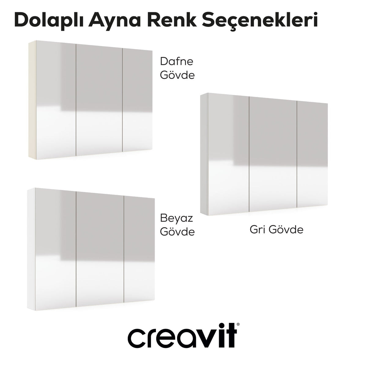 D20 100 cm Melamin Aynalı Dolap Gri