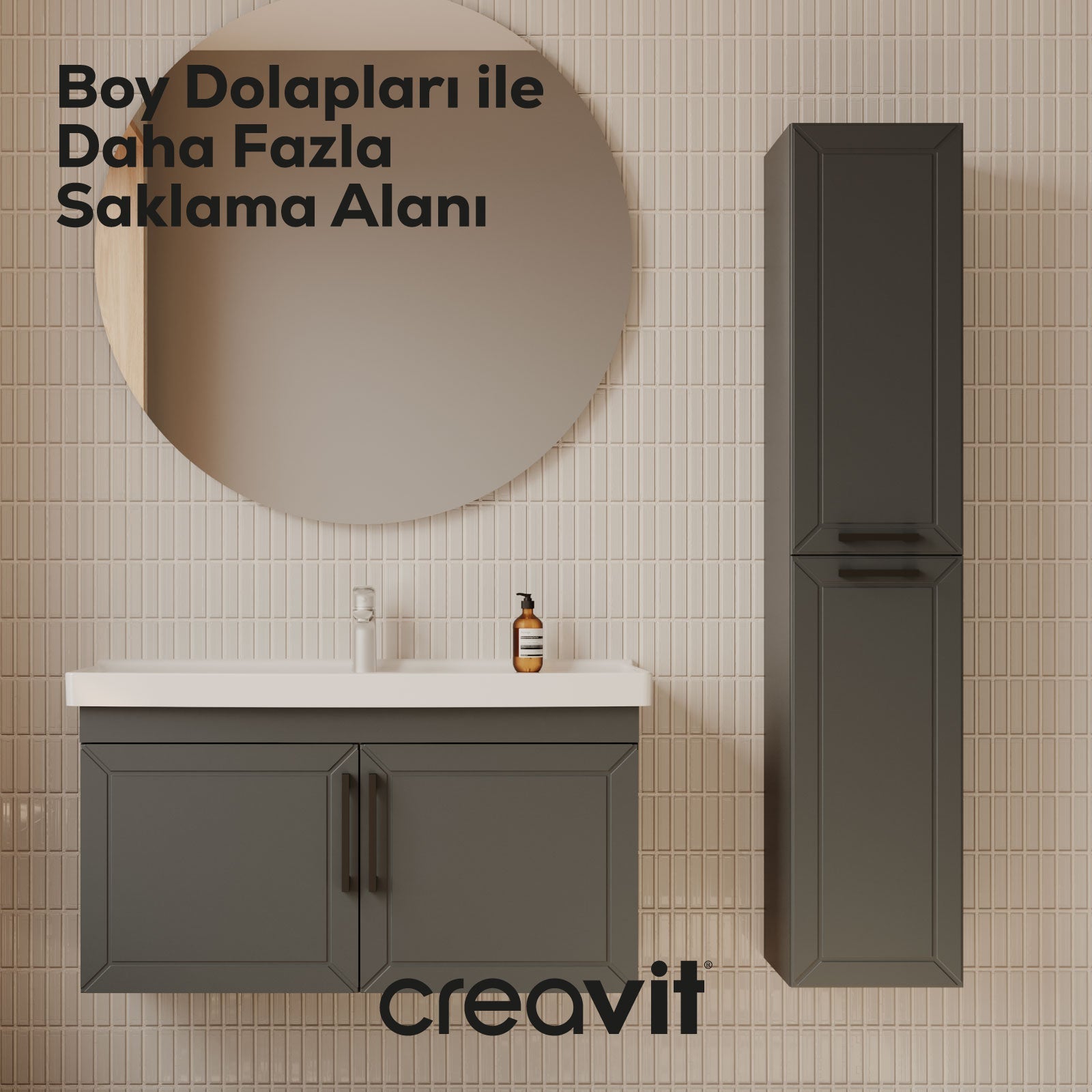 D20 30 Cm Sola Açılır Boy Dolabı Antrasit Lake Kapak (Demonte)