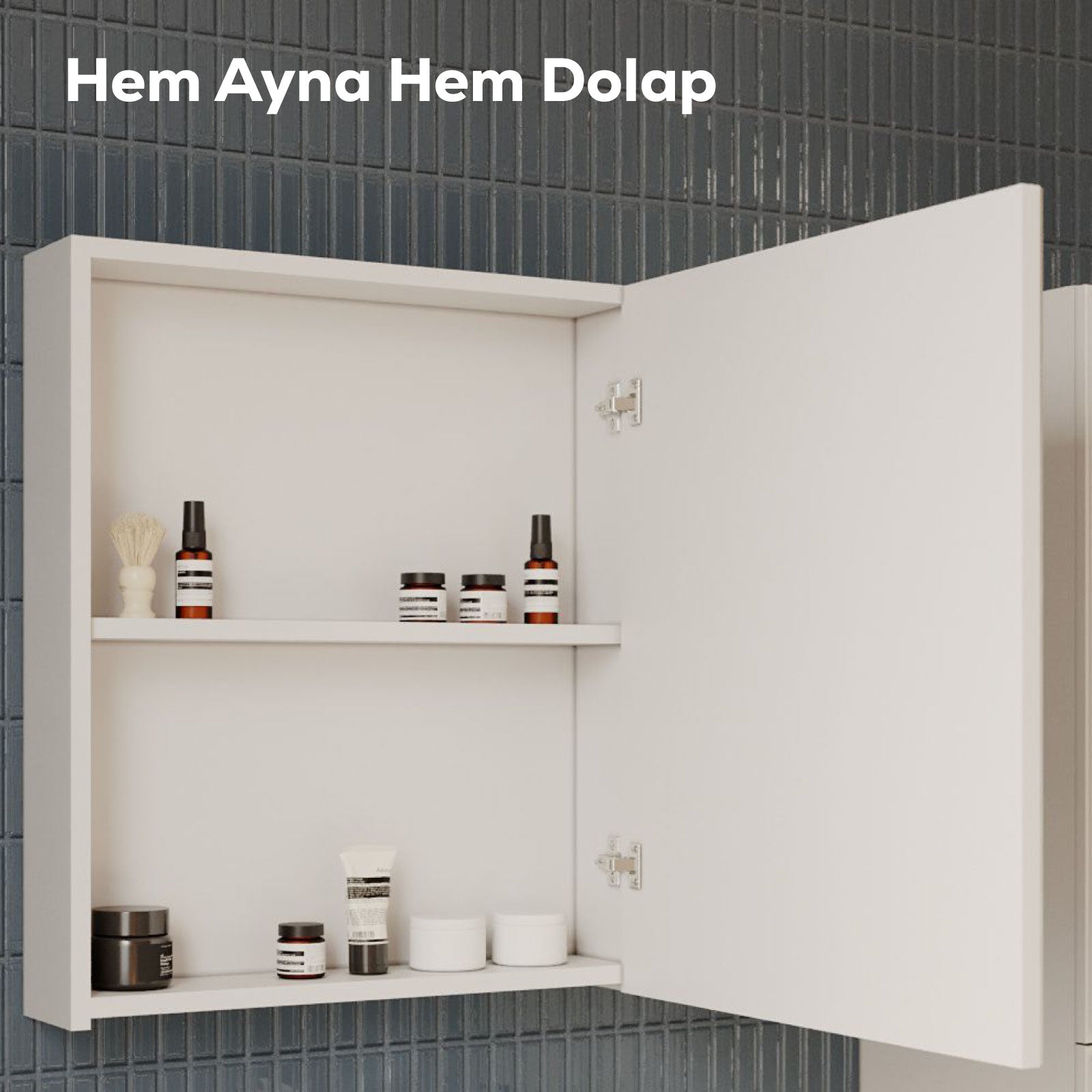 D20 60 Cm Beyaz Aynalı Dolap Melamin Gövde