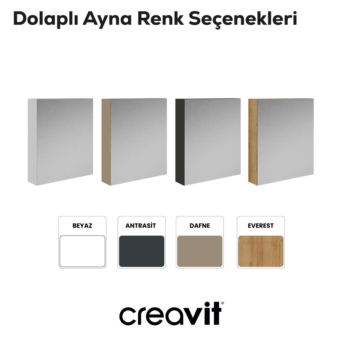 D20 60 Cm Melamin Aynalı Dolap Antrasit