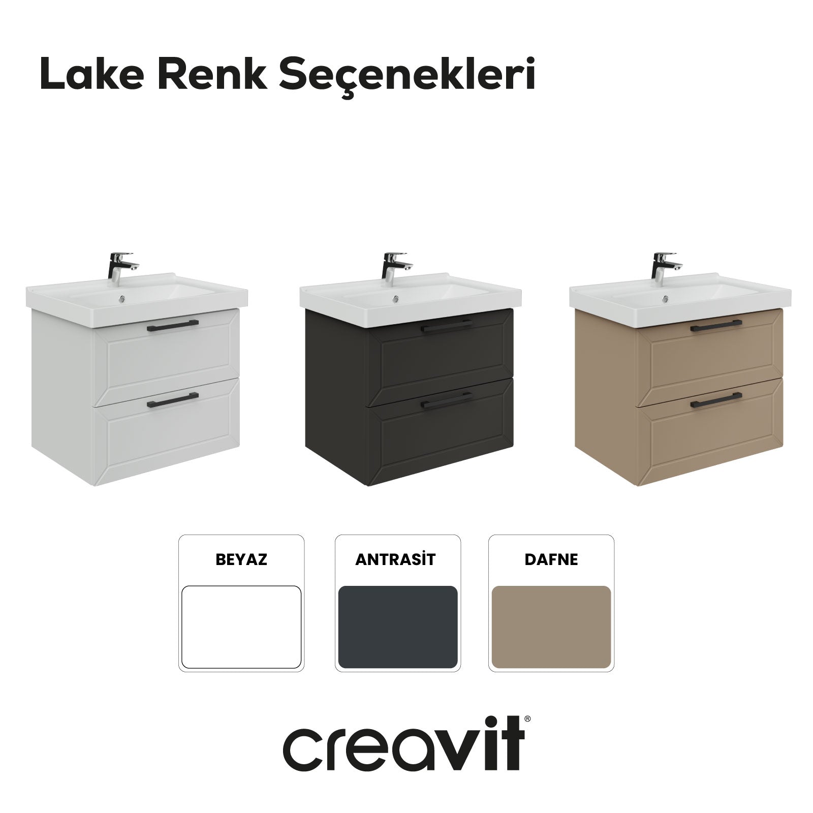 D20 65 Cm İki Çelmeceli Lavabo Dolabı Beyaz Lake Kapak