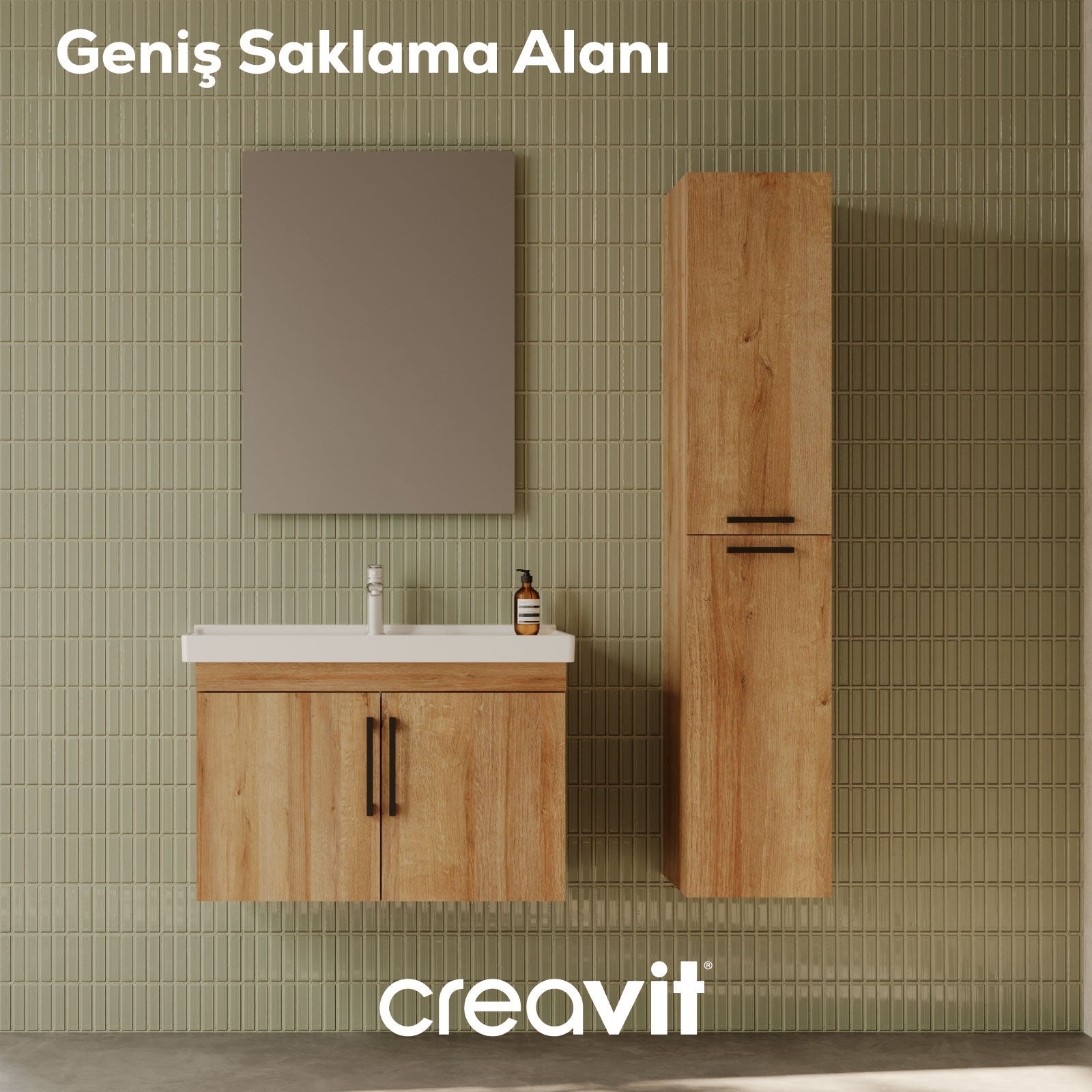 D20 65 cm Sink Cabinet with Cover Everest Melamine