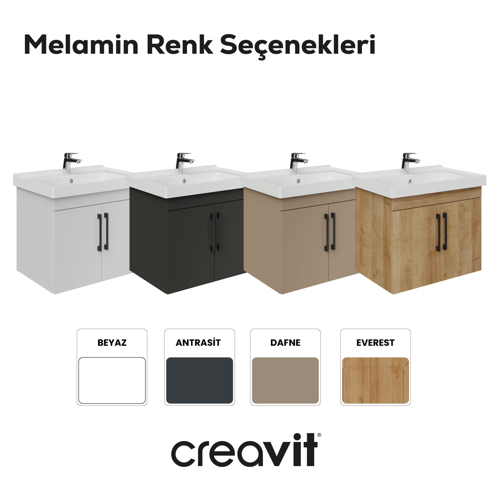D20 65 cm Sink Cabinet with Cover Everest Melamine