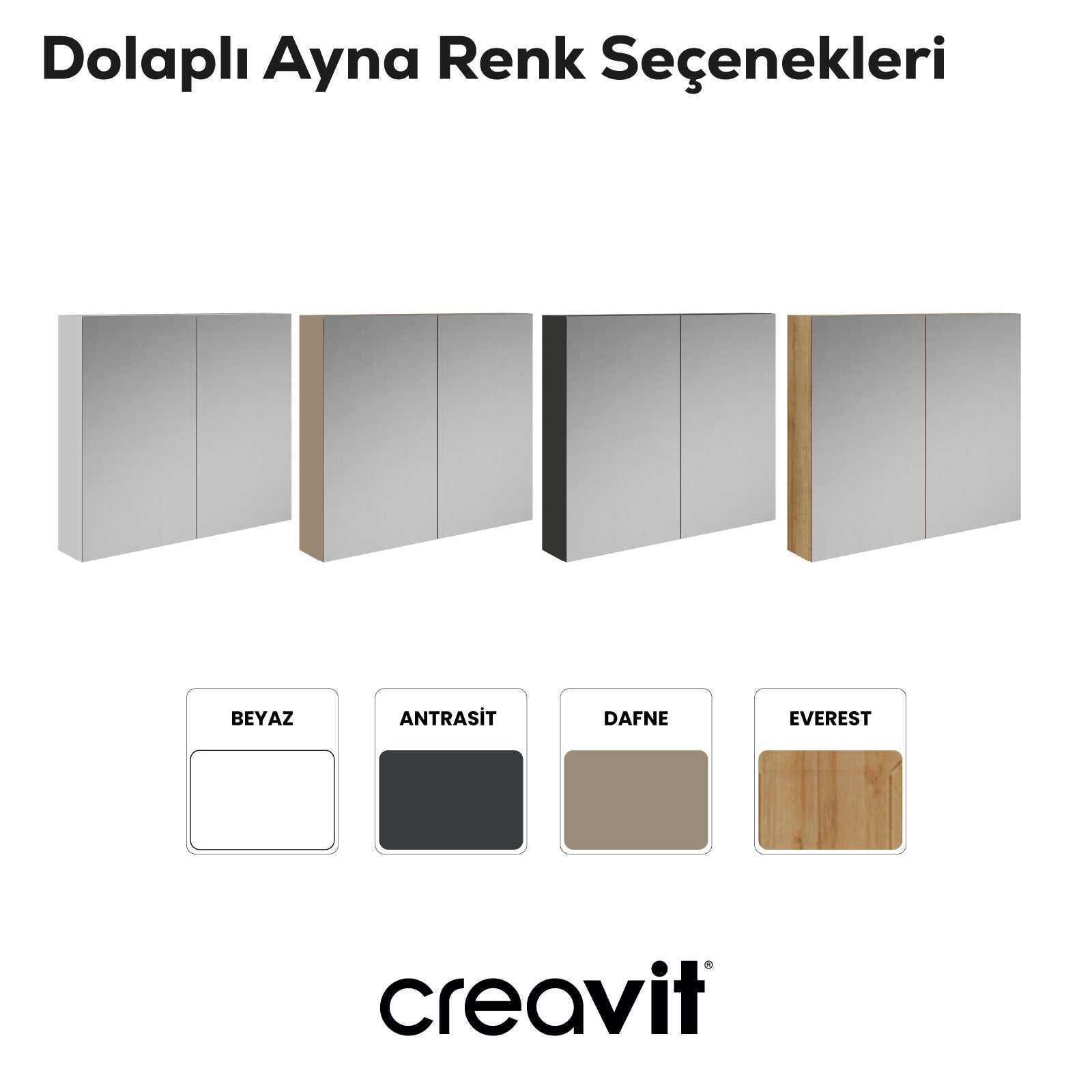 D20 80 Cm Beyaz Aynalı Dolap Melamin Gövde