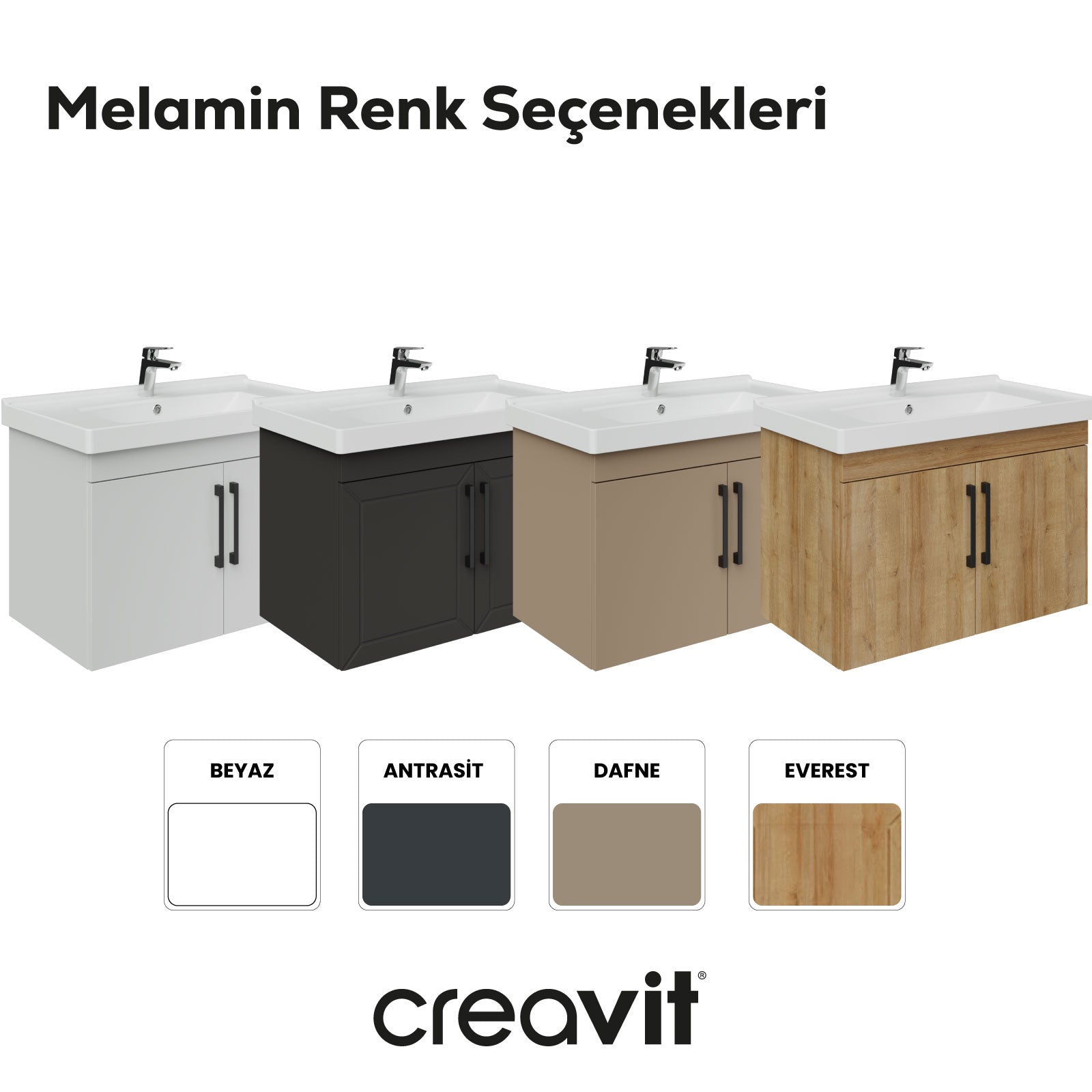 D20 80 cm Washbasin Cabinet with Cover, Anthracite Melamine Cover (Disassembled)