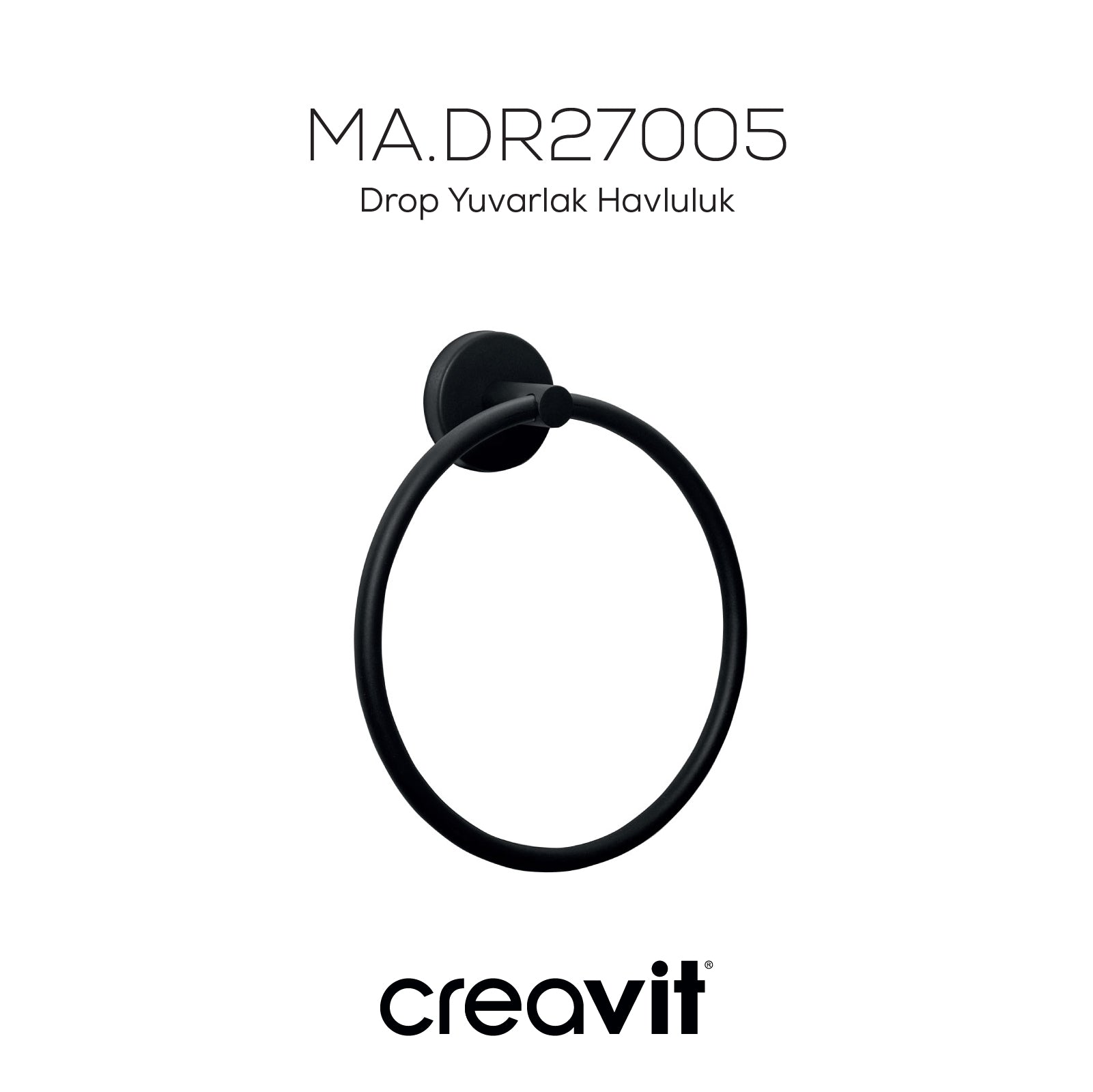 Drop Yuvarlak Havluluk-Siyah