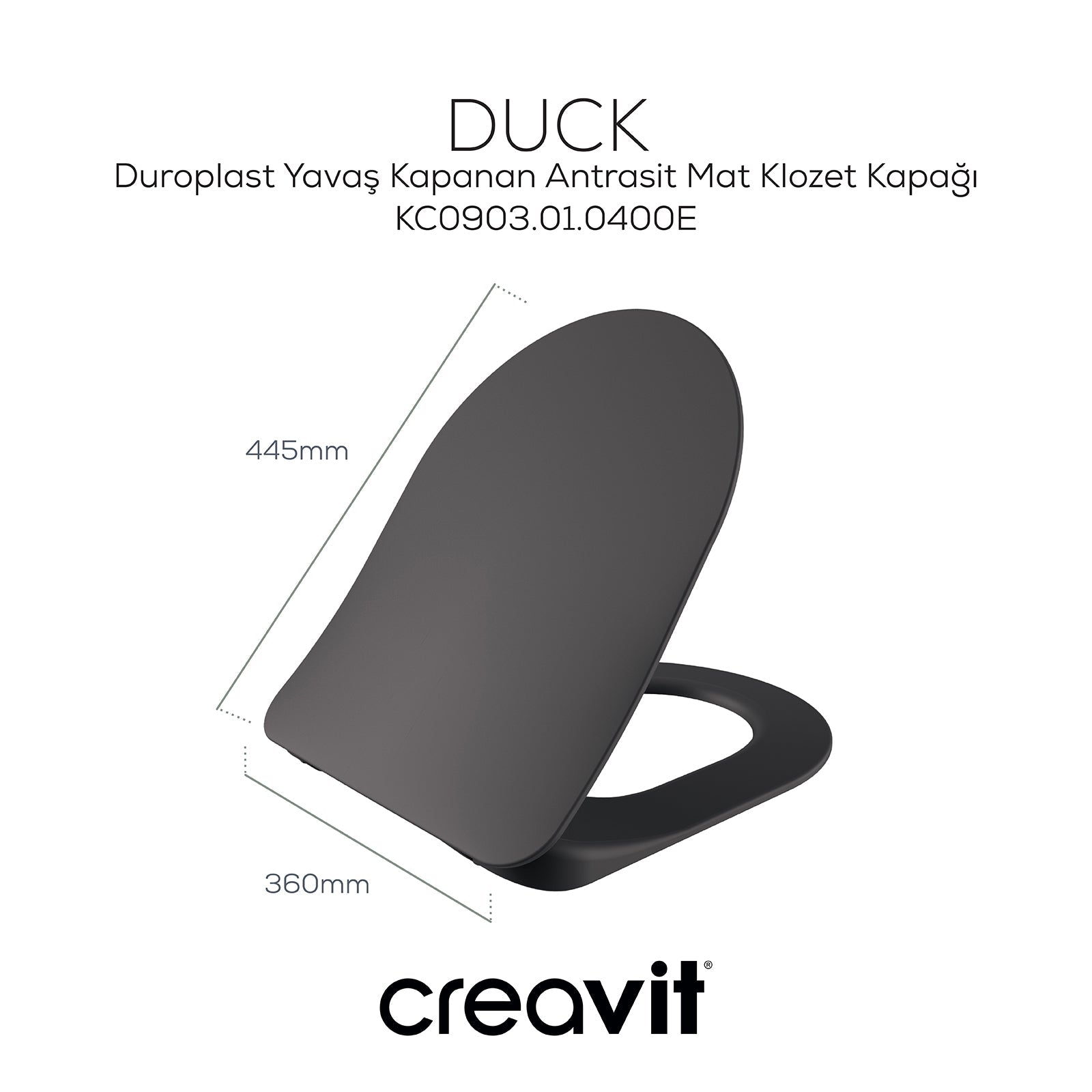 Duck Duroplast Soft Close Toilet Seat Matte Anthracite