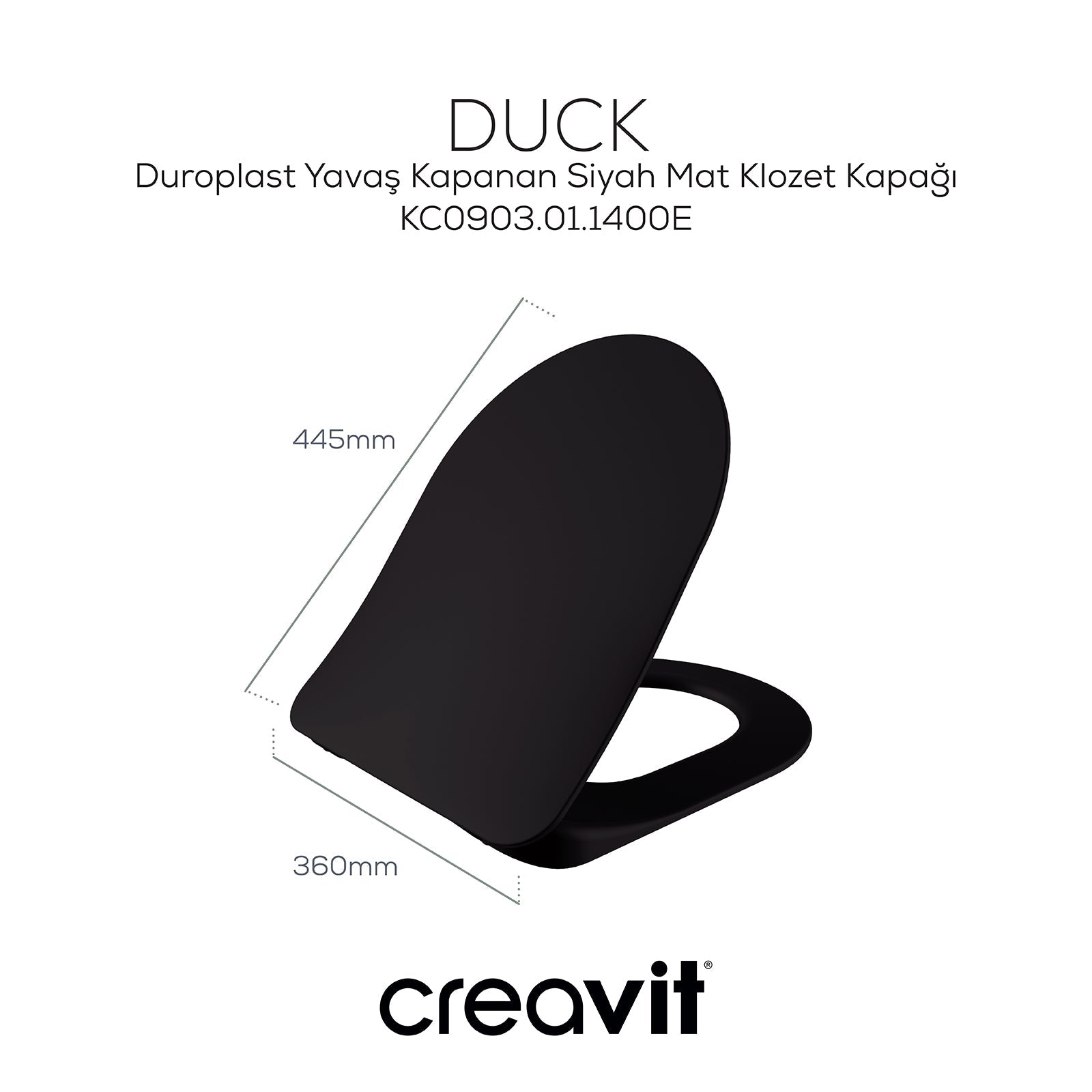 Duck Duroplast Yavaş Kapanan Klozet Kapağı Mat Siyah