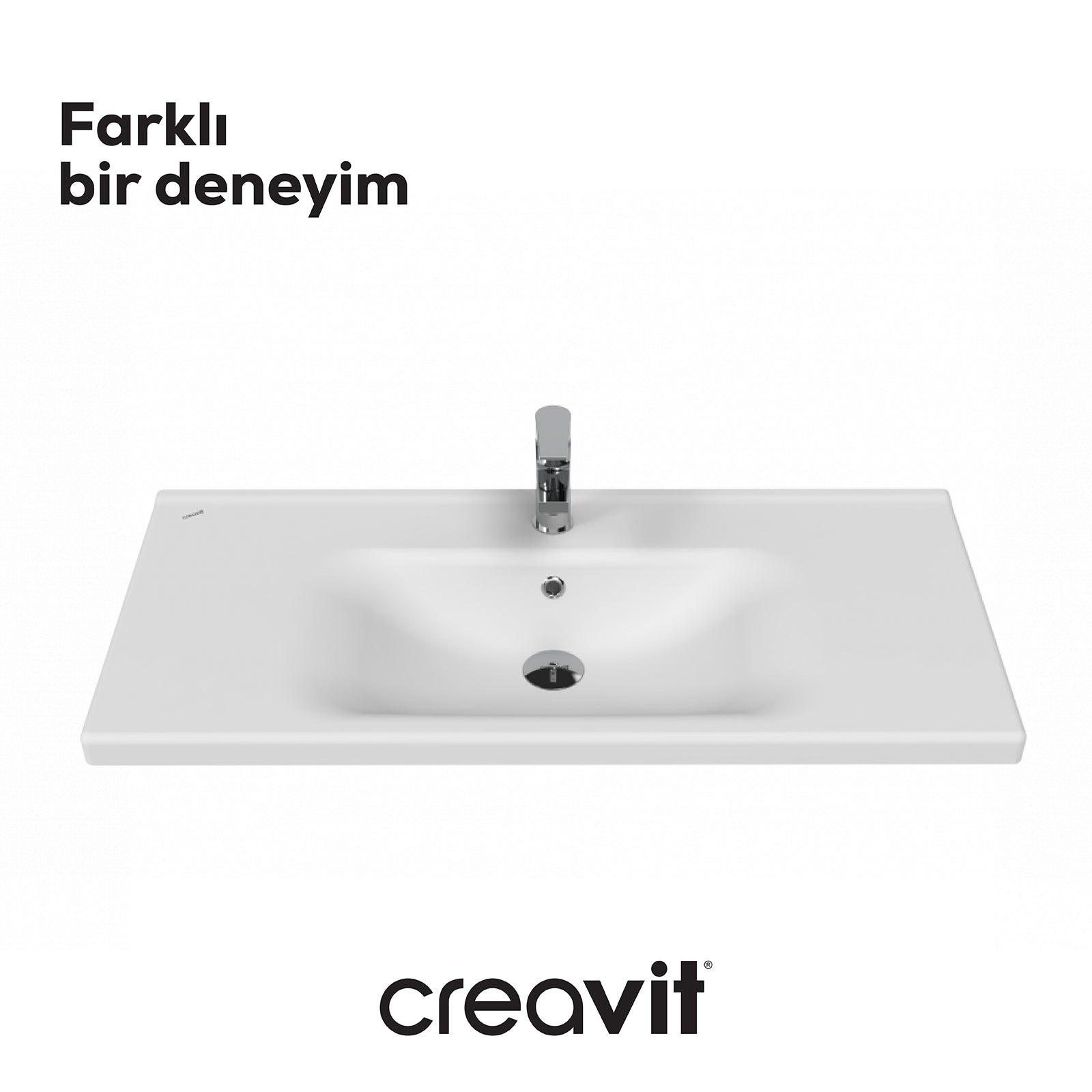 Eksen Etajerli Lavabo 100 cm Beyaz