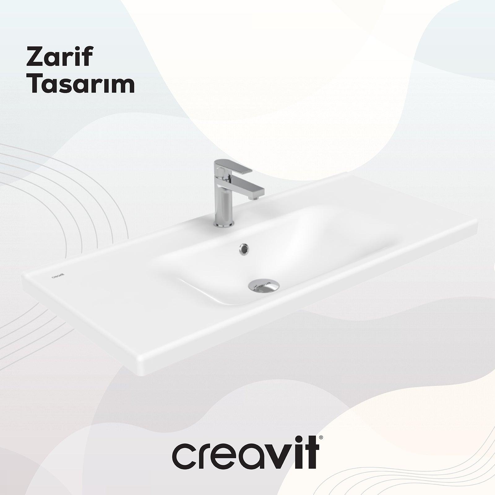 Eksen Etajerli Lavabo 100 cm Beyaz