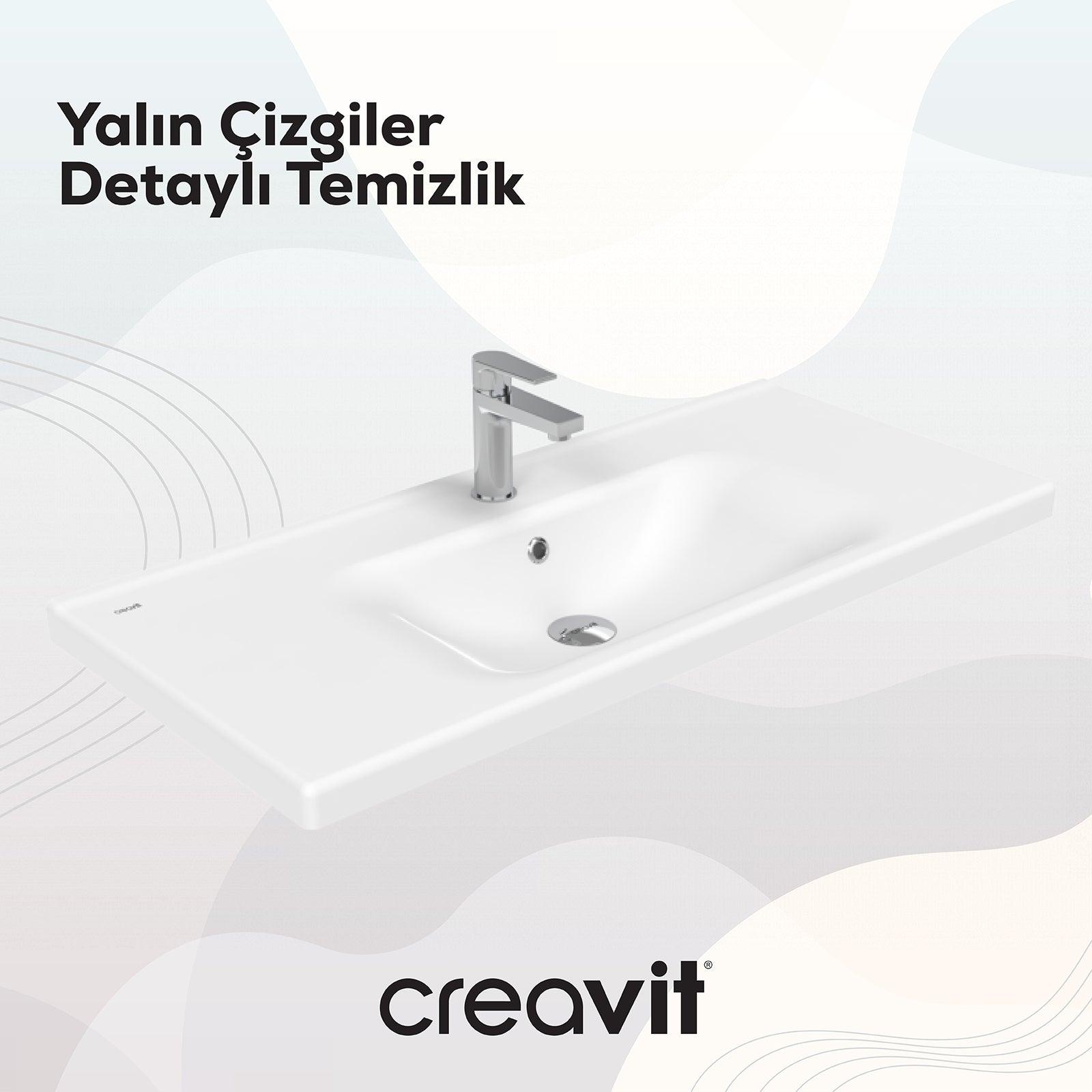 Eksen Etajerli Lavabo 100 cm Beyaz