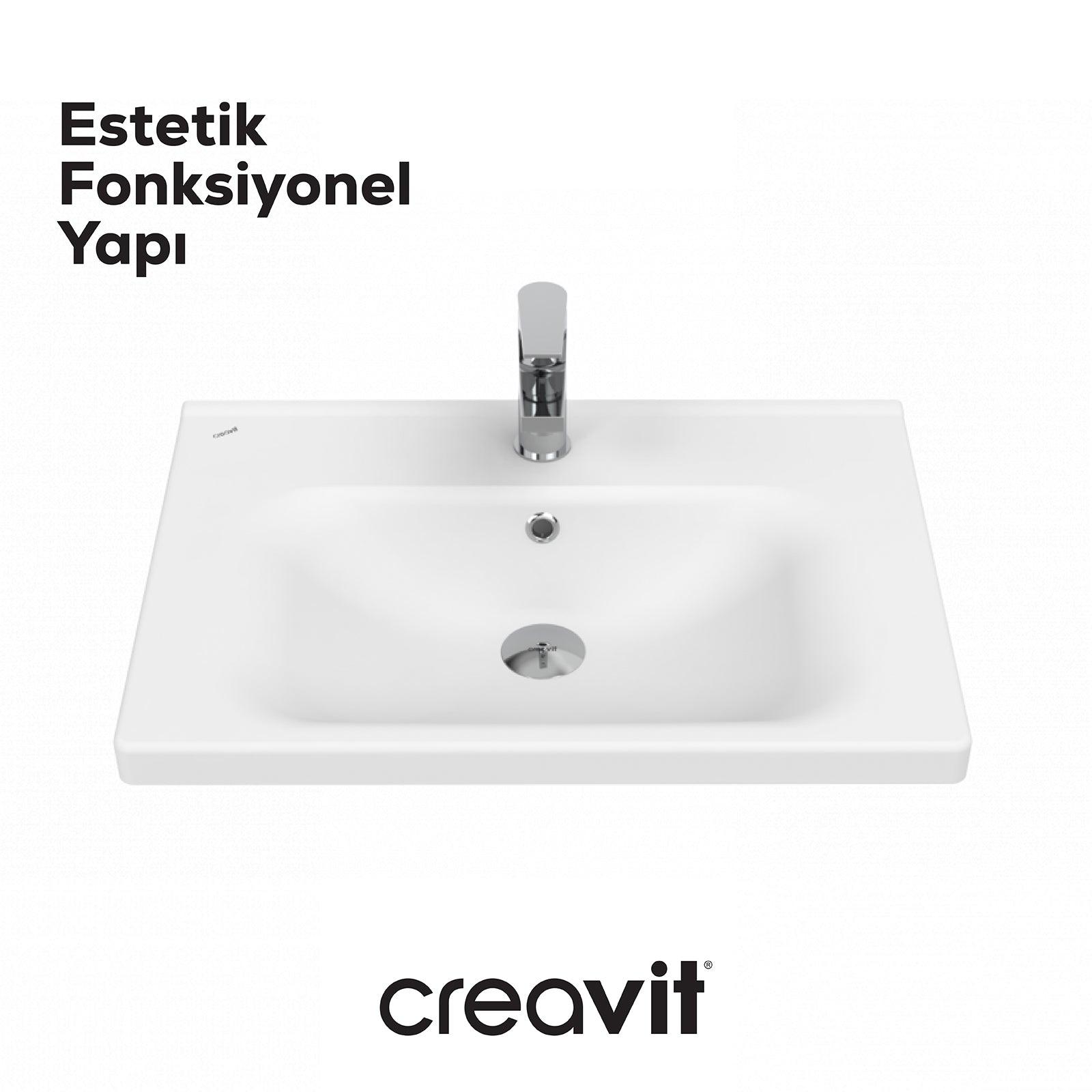 Eksen Etajerli Lavabo 65 cm Beyaz
