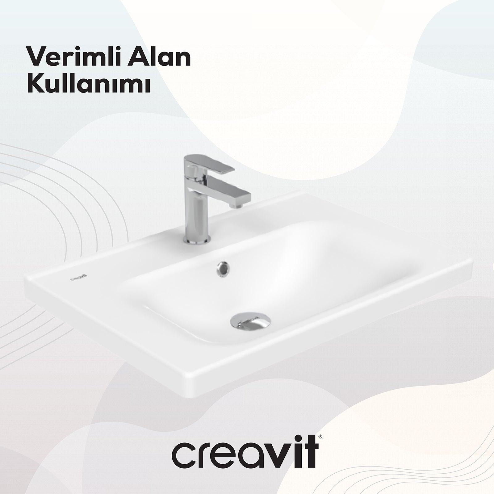 Eksen Etajerli Lavabo 65 cm Beyaz