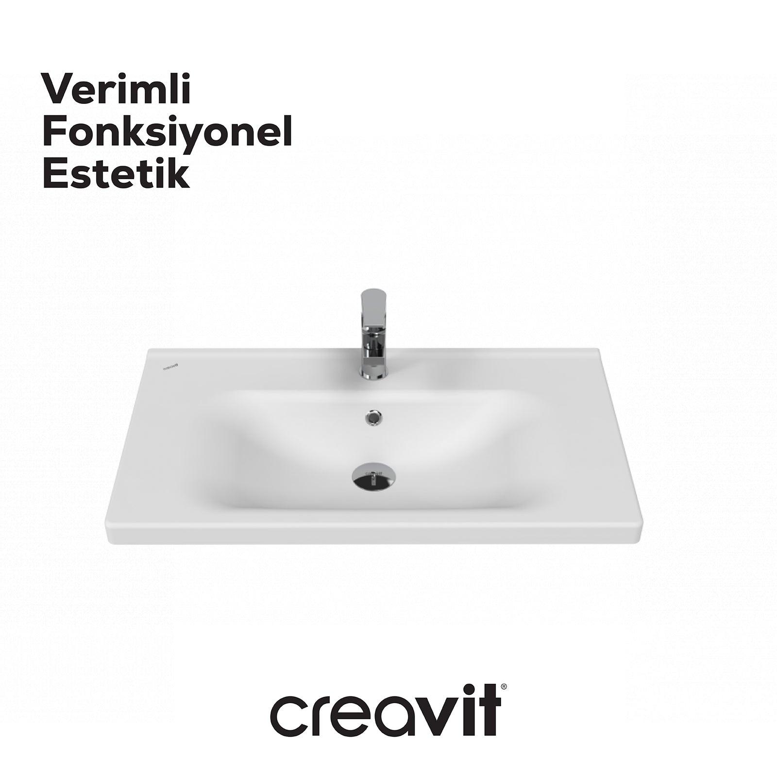 Eksen Etajerli Lavabo 80 cm Beyaz