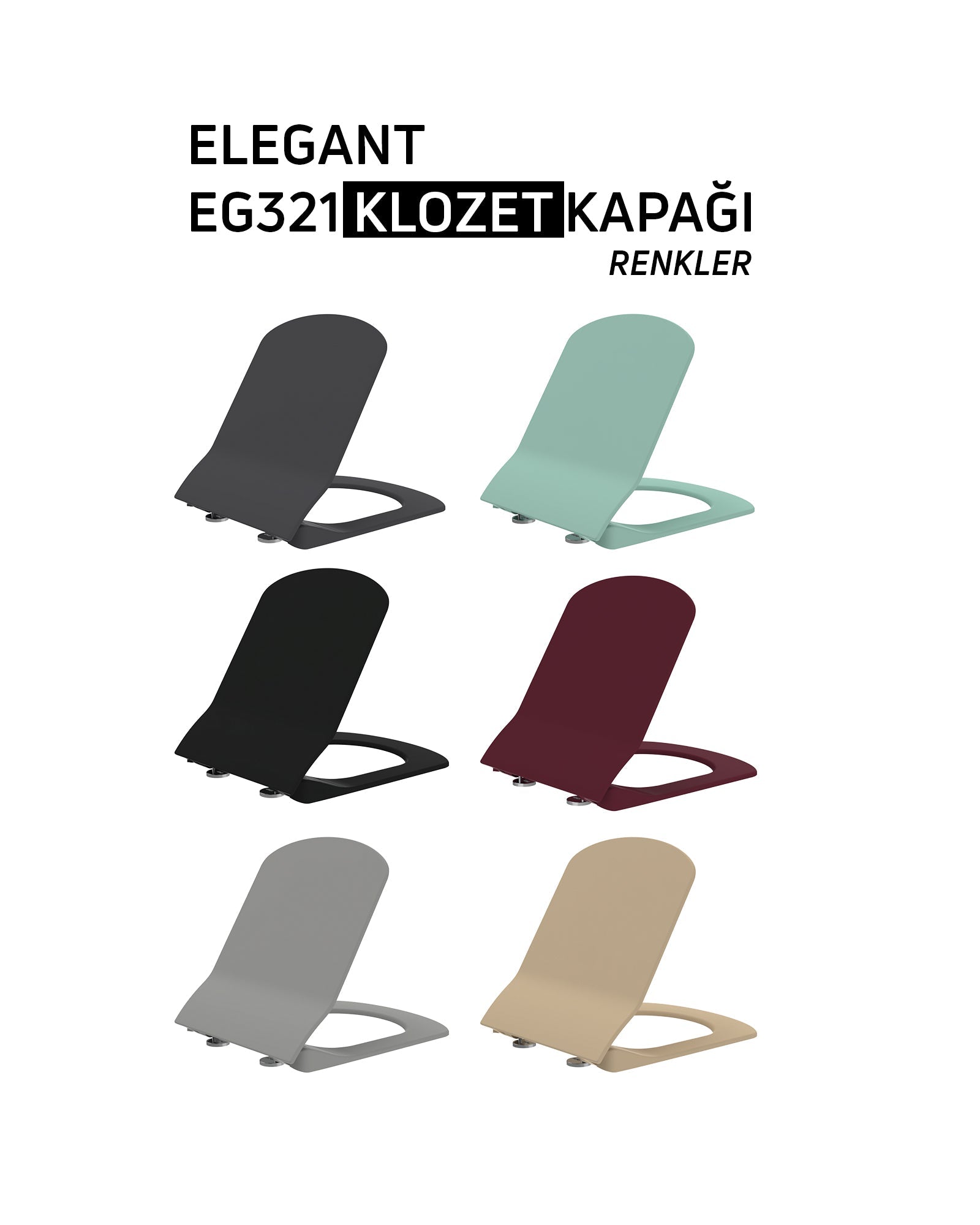 Elegant Duroplast Yavaş Kapanan Klozet Kapağı Mat Antrasit