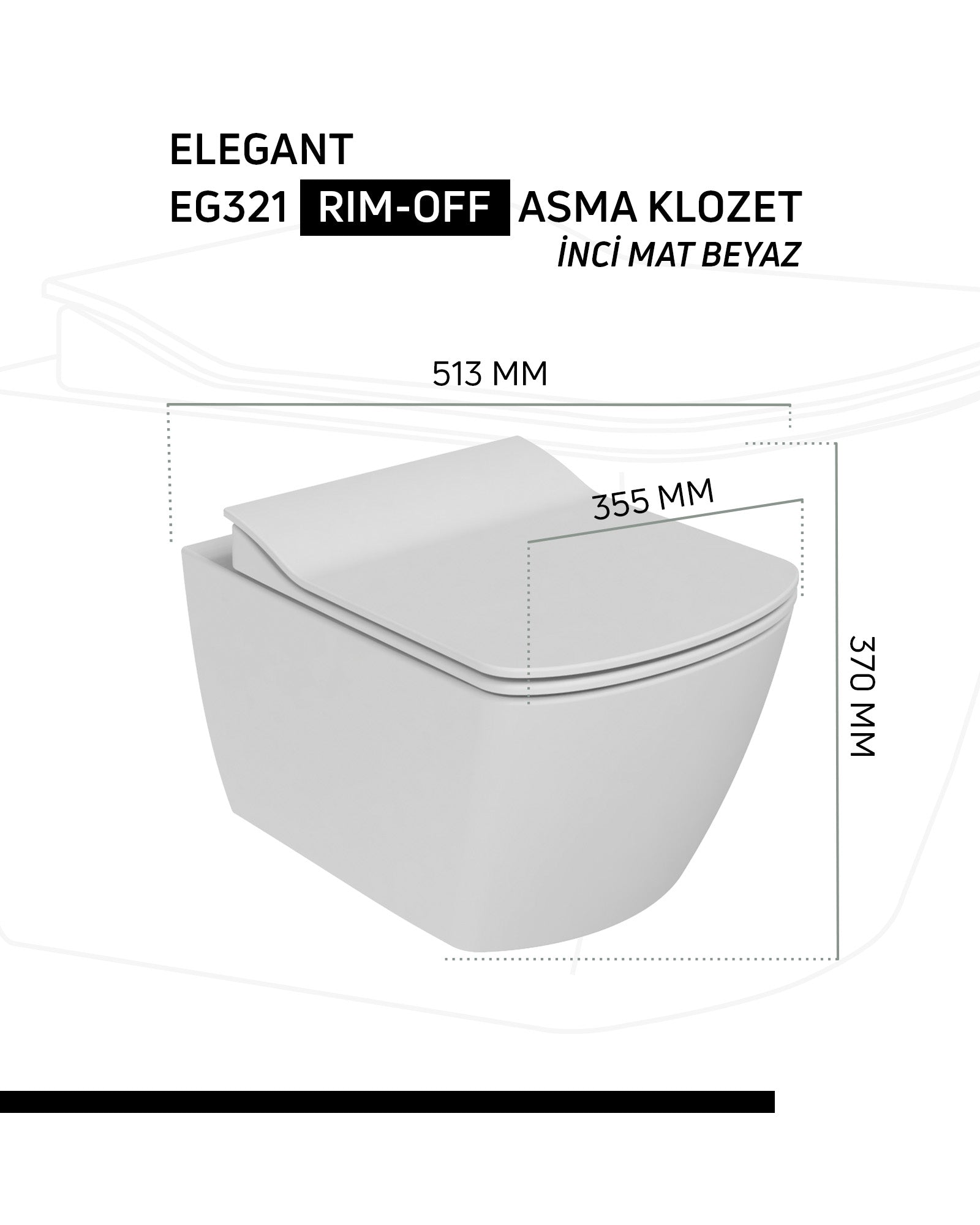 Elegant Rim-Off Asma Klozet İnci Mat Beyaz