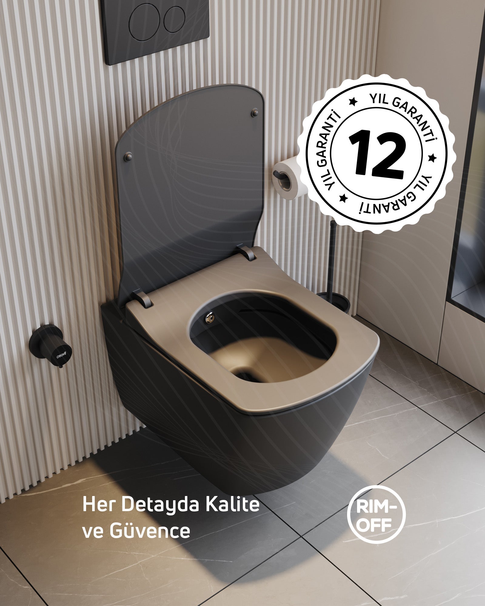 Elegant Rim-Off Asma Klozet İnci Mat Beyaz