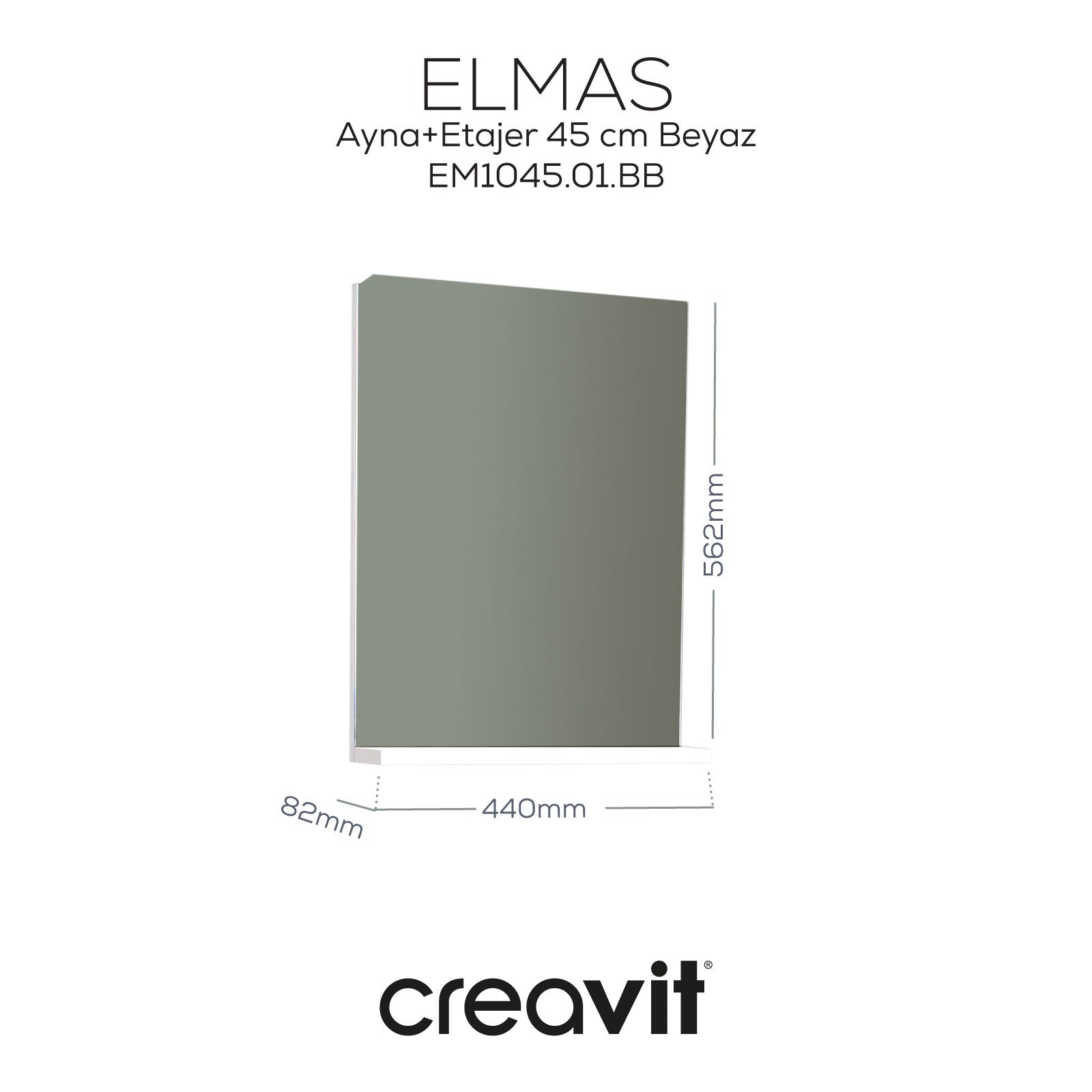 Elmas Ayna ve Etajer 45 cm Beyaz