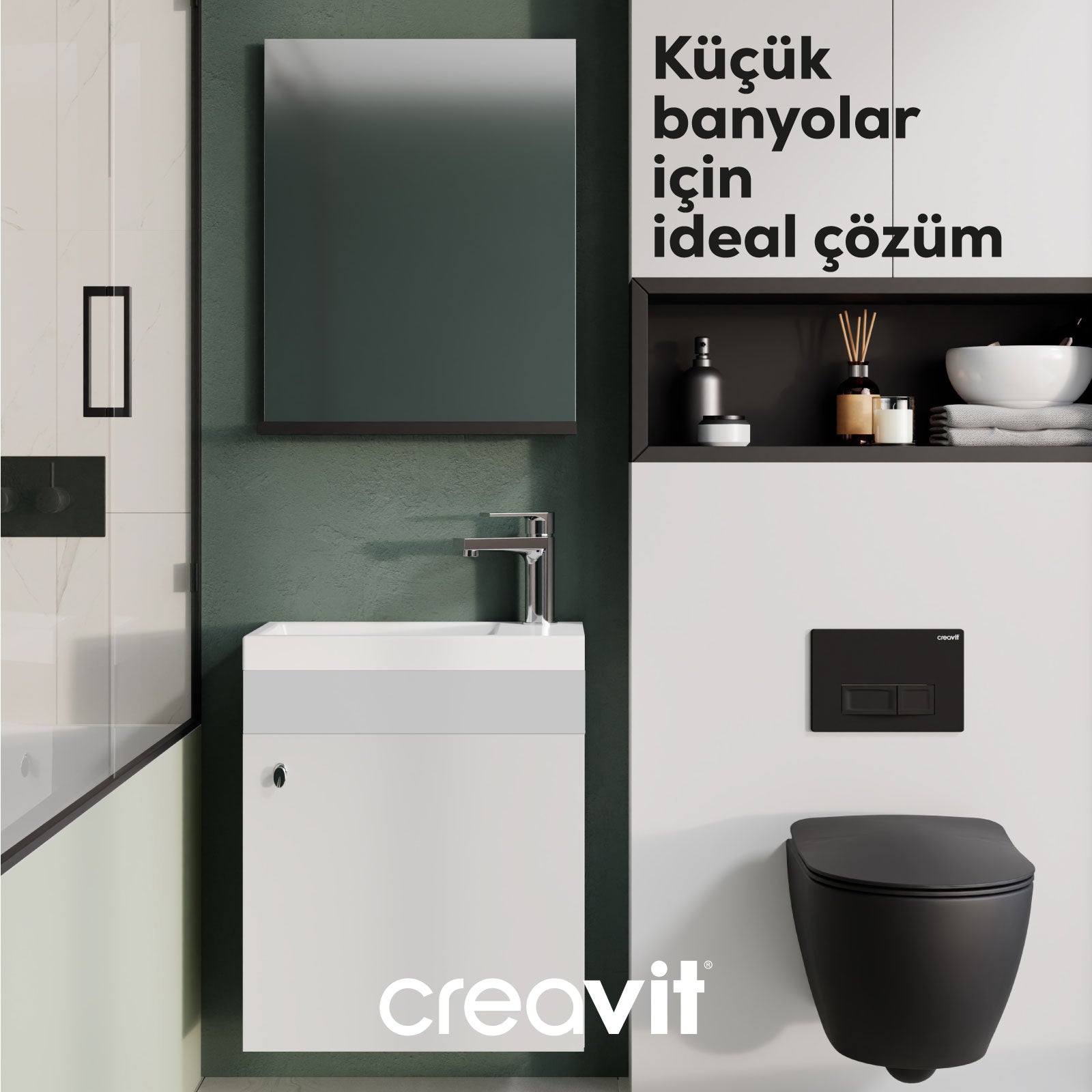 Elmas Lavabo Dolabı 45 cm Beyaz