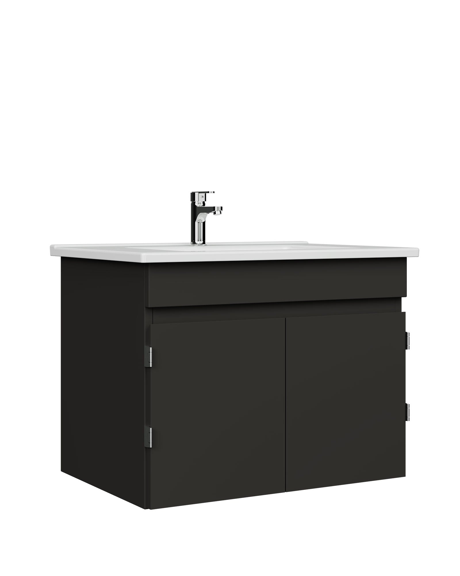Flexio 65 Cm Kapaklı Katlanabilir Lavabo Dolabı 270 Derece Antrasit Set