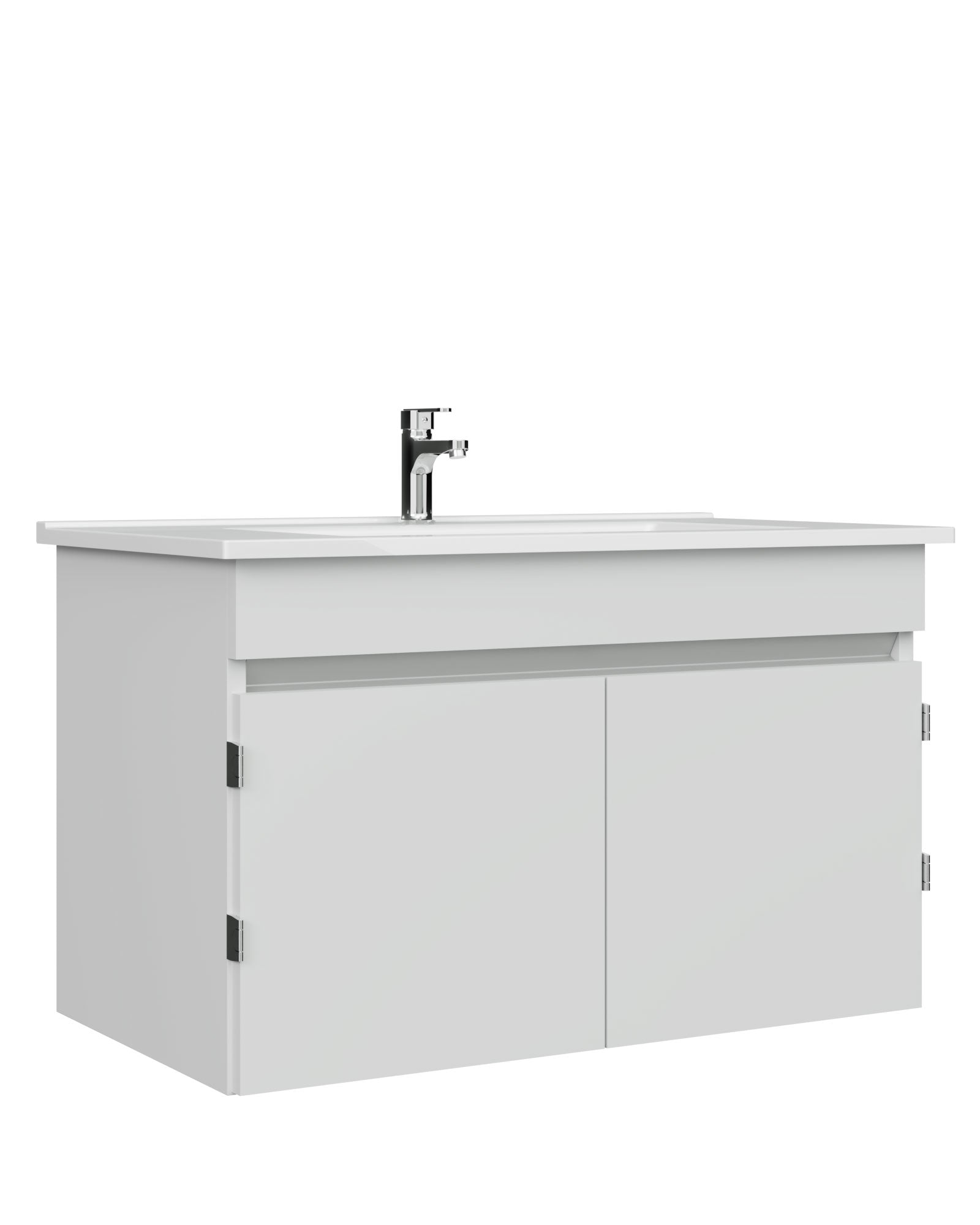 Flexio 80 Cm Kapaklı Katlanabilir Lavabo Dolabı 270 Derece Beyaz Set