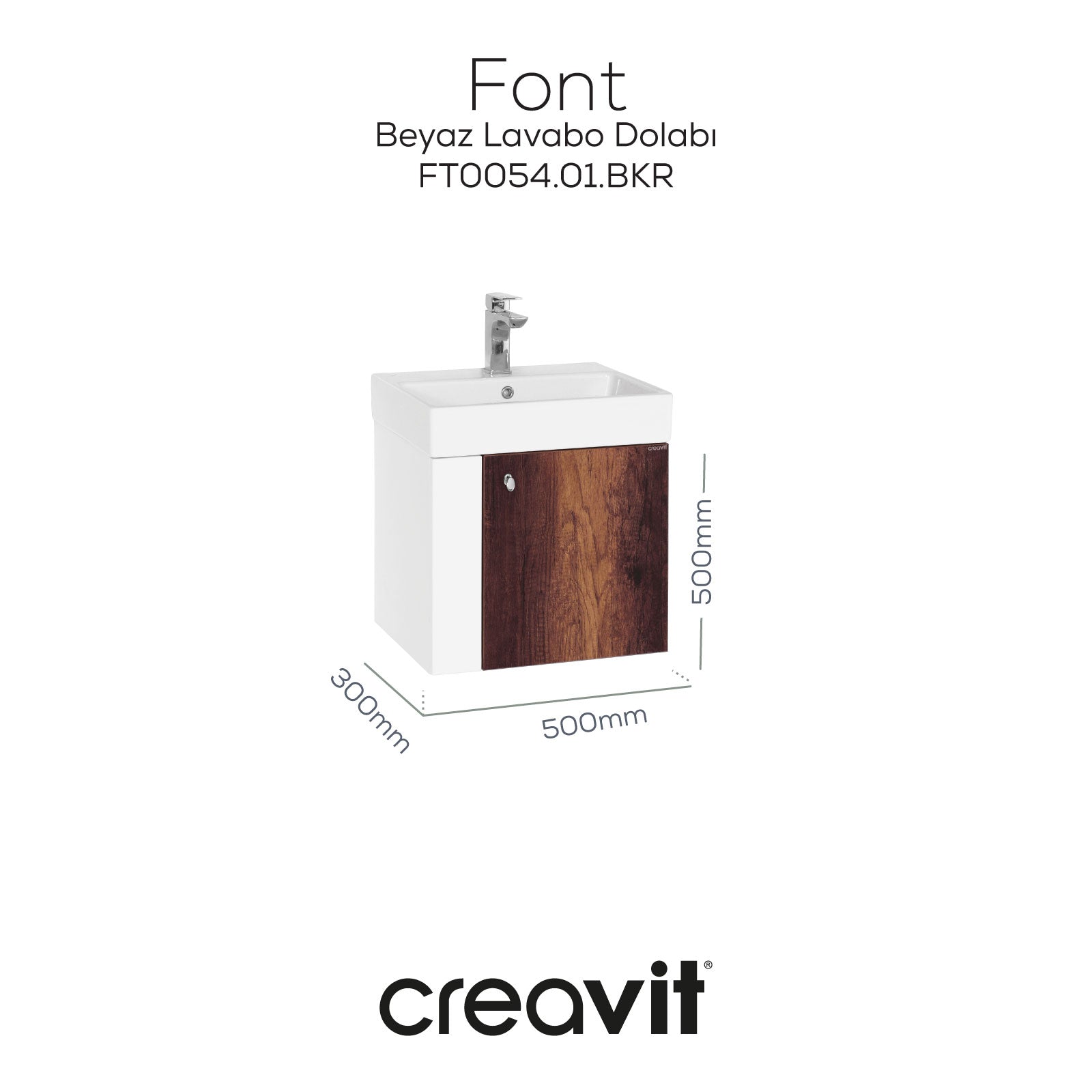 Font Lavabo Dolabı 50 cm Beyaz-Barok